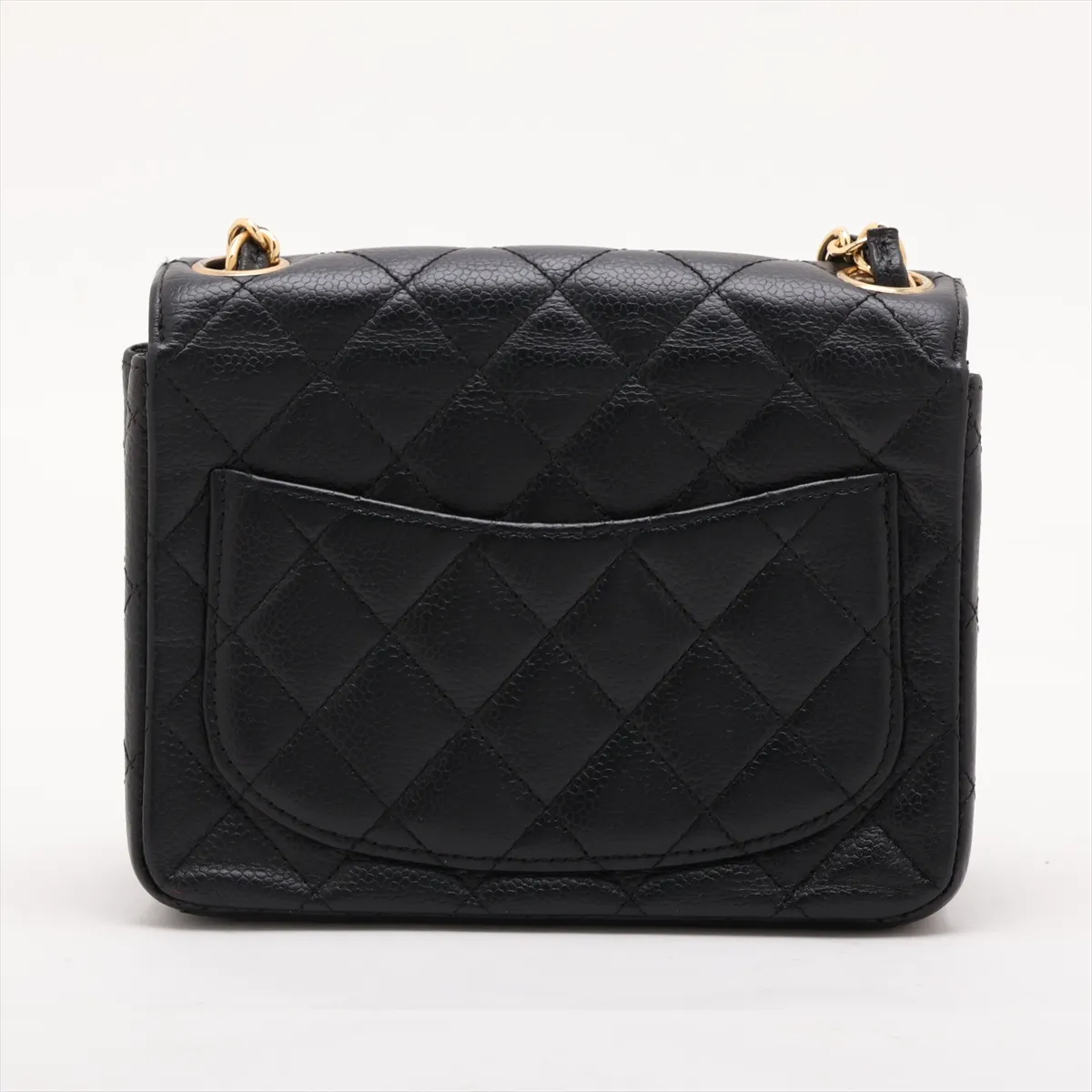 Mini Matelassé 17 Caviar Skin Single Flap Single Chain Bag, Black with Gold Hardware, 11473820, Serial Number 11-A35200 — view 2