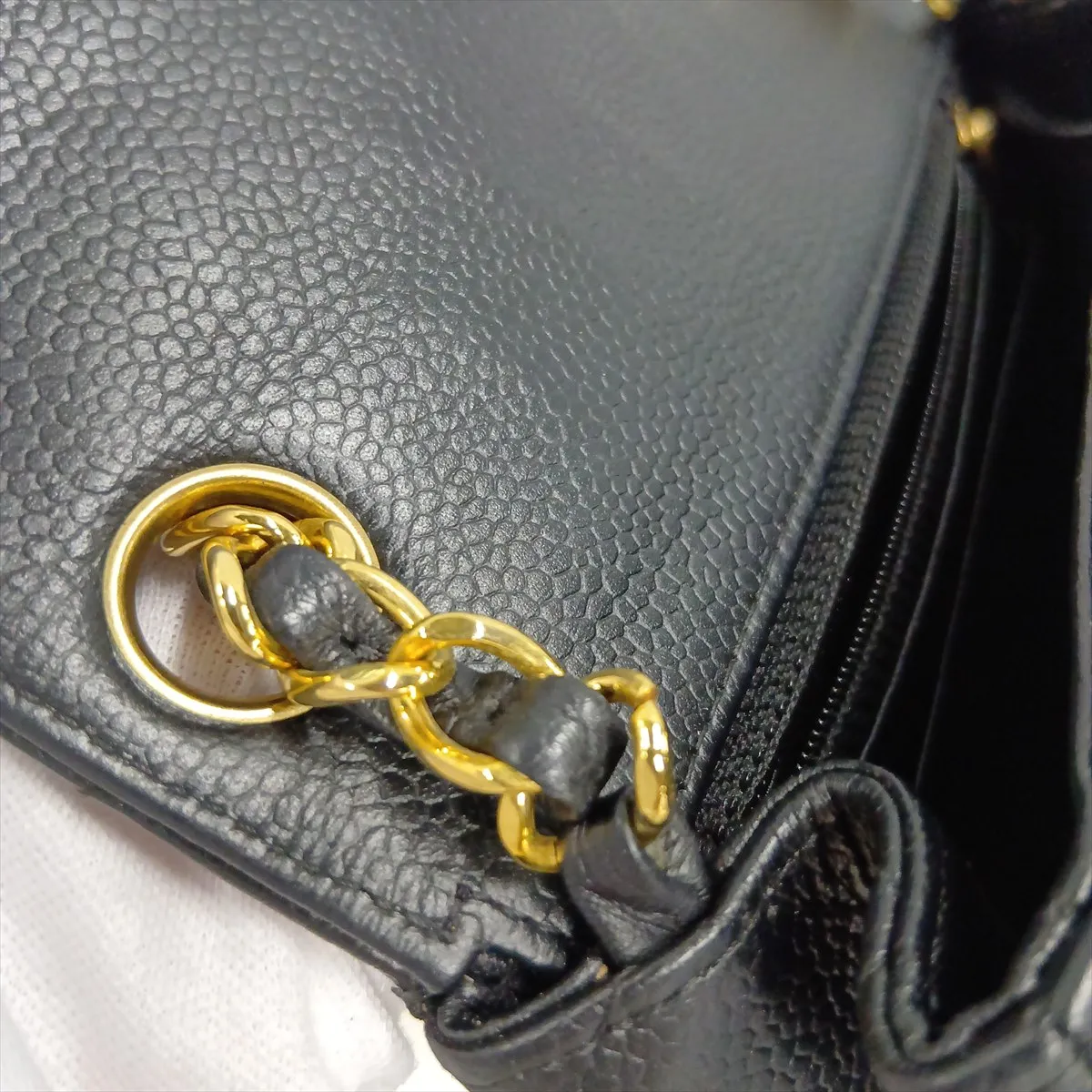 Mini Matelassé 17 Caviar Skin Single Flap Single Chain Bag, Black with Gold Hardware, 11473820, Serial Number 11-A35200 — view 14
