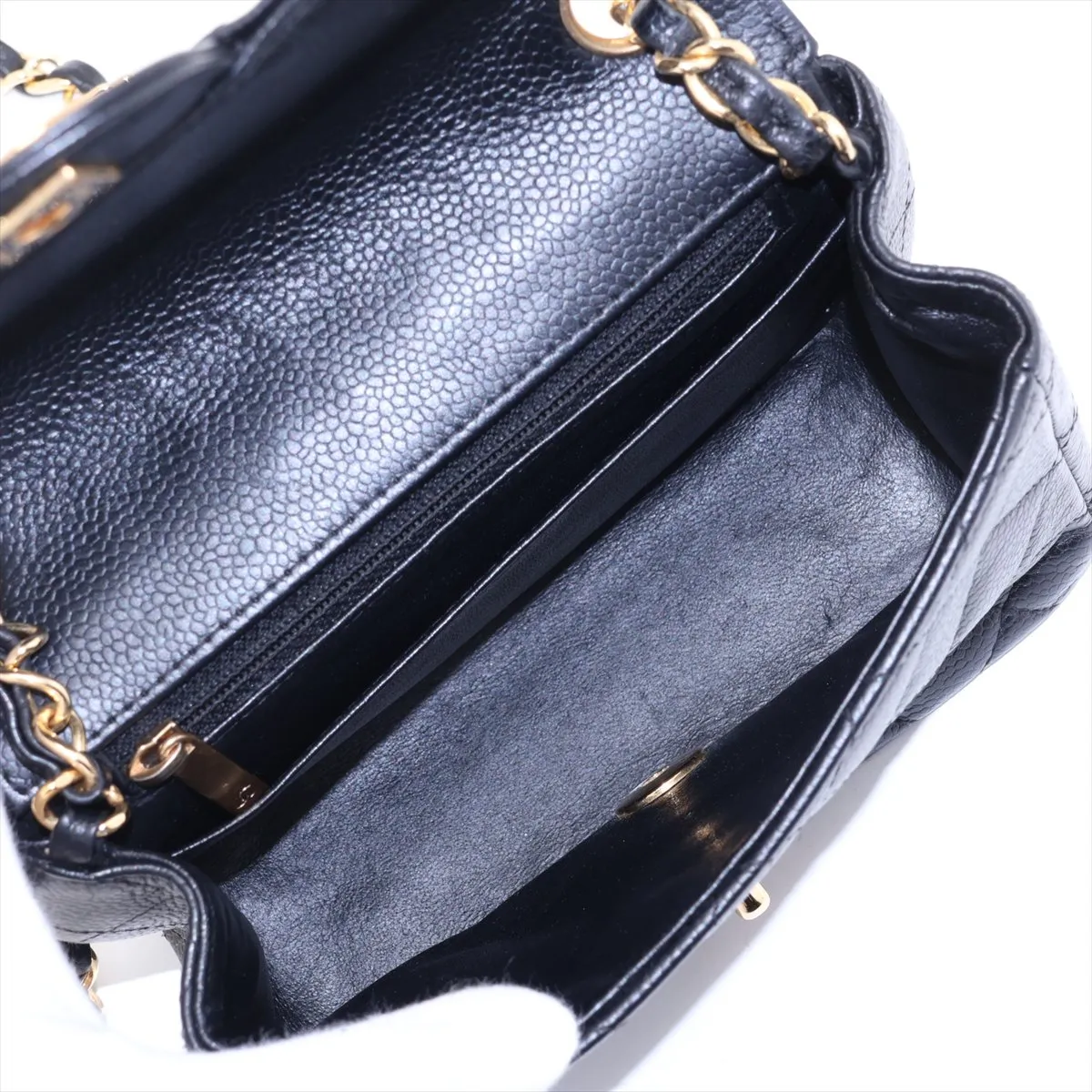 Mini Matelassé 17 Caviar Skin Single Flap Single Chain Bag, Black with Gold Hardware, 11473820, Serial Number 11-A35200 — view 6