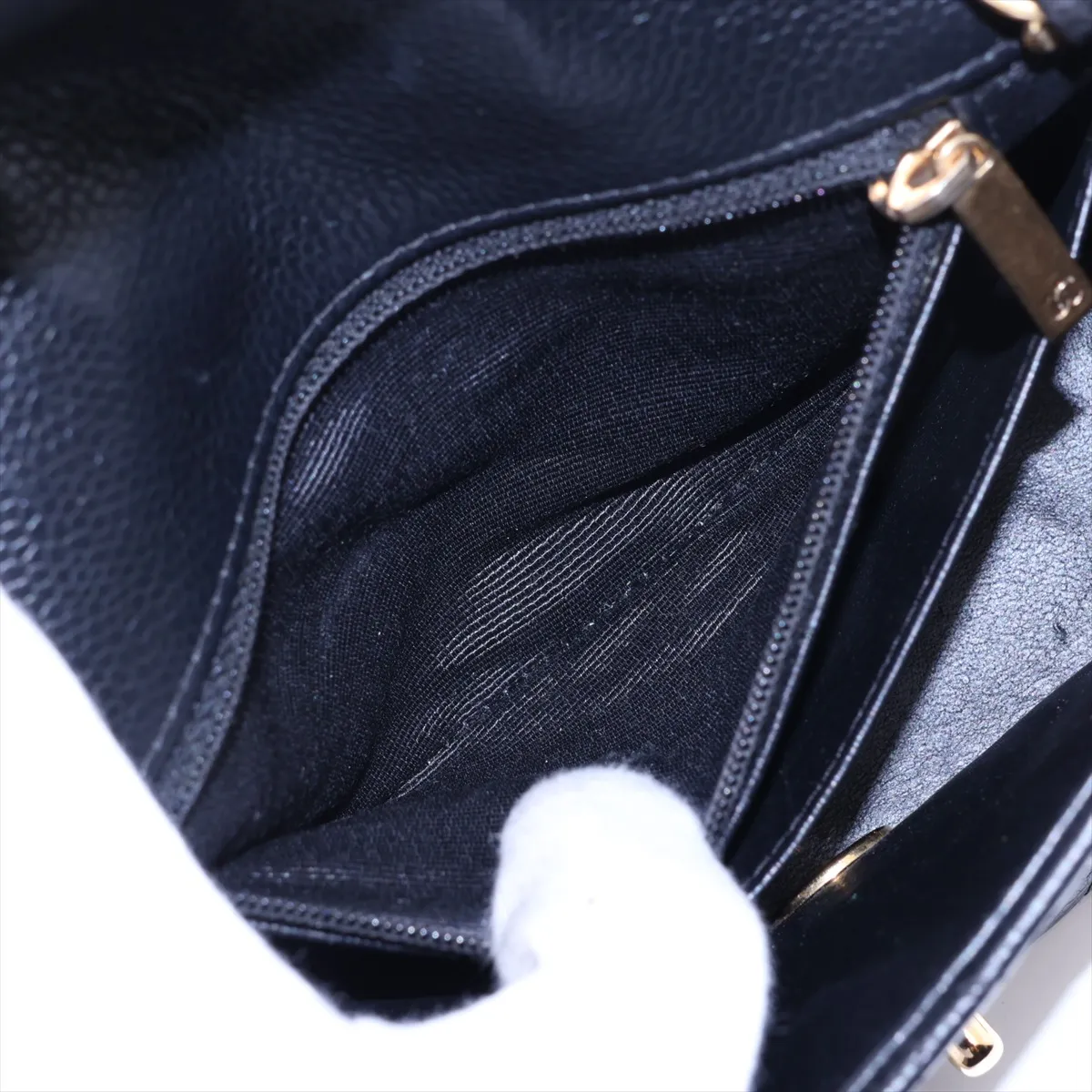 Mini Matelassé 17 Caviar Skin Single Flap Single Chain Bag, Black with Gold Hardware, 11473820, Serial Number 11-A35200 — view 7
