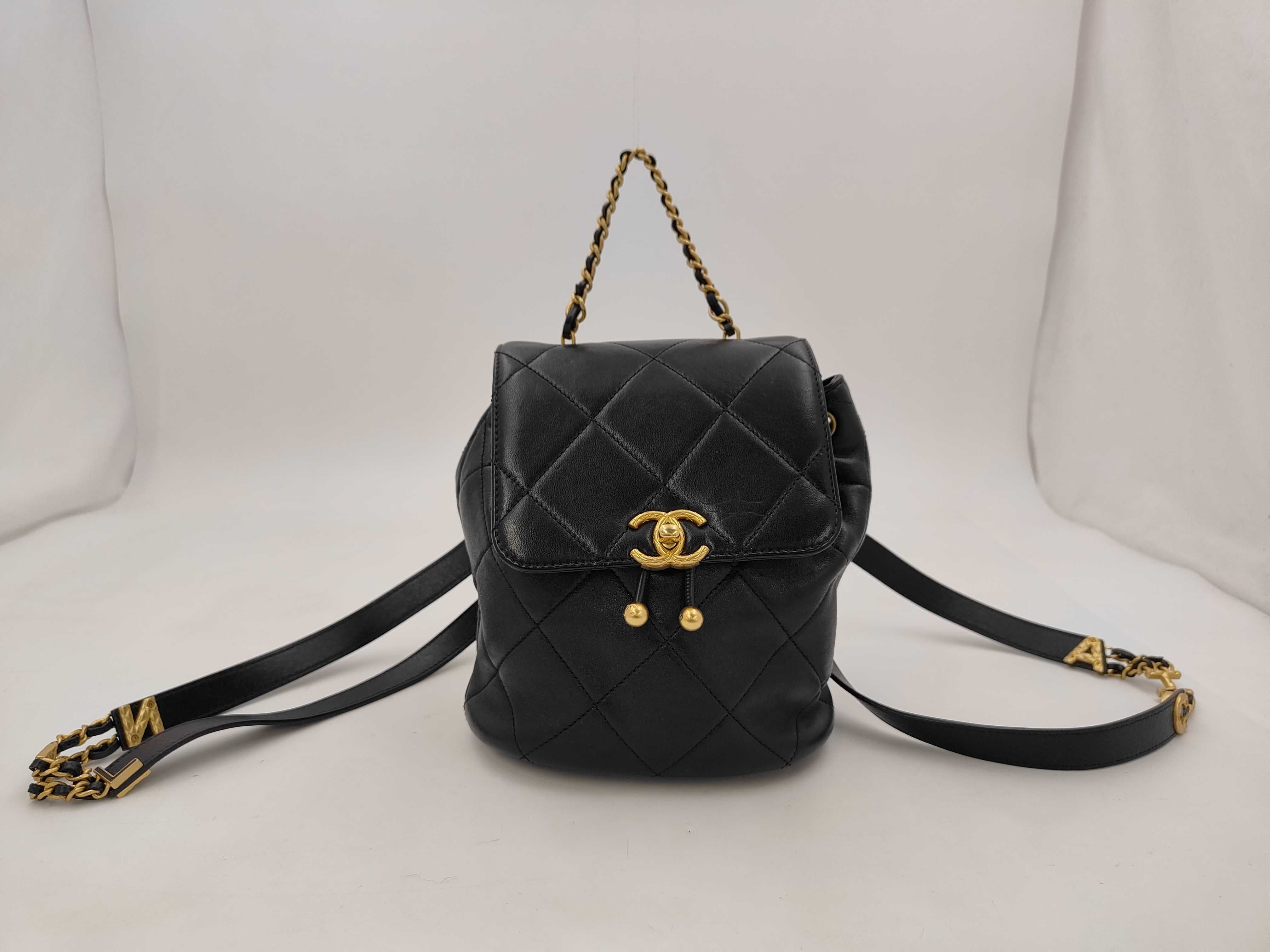 Black Backpack with Gold Hardware