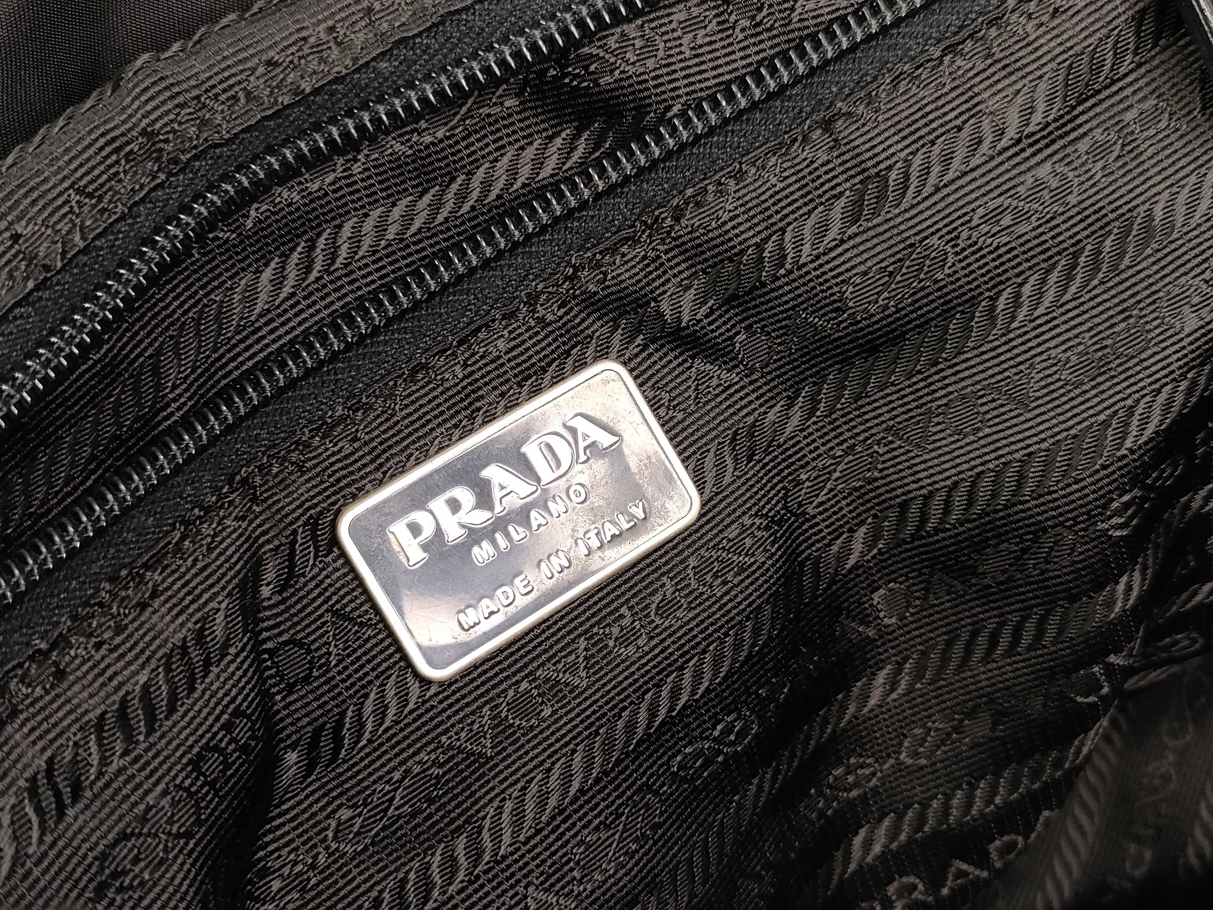 nylon backpack, Prada backpack with triangular logo, black. — view 11