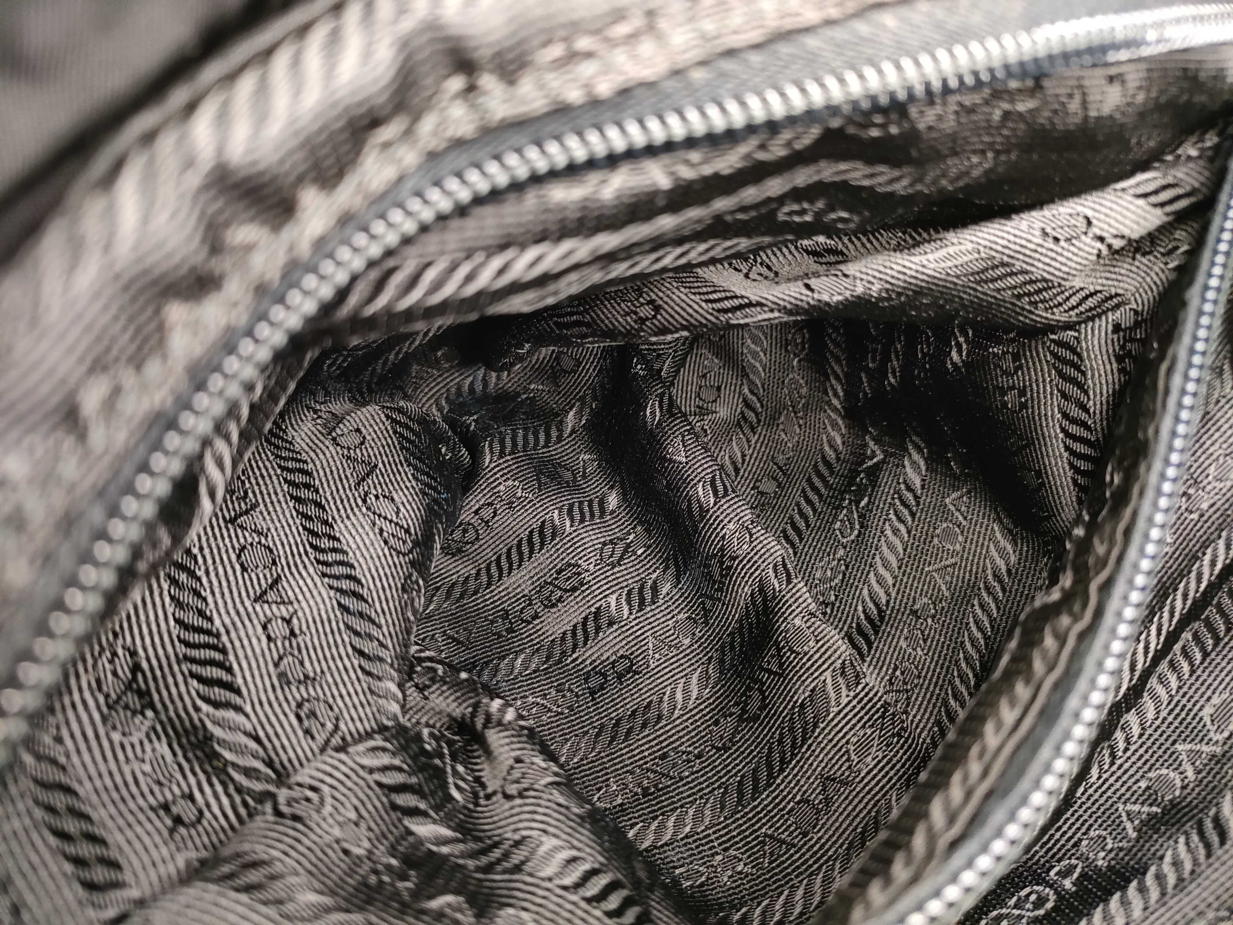 nylon backpack, Prada backpack with triangular logo, black. — view 12