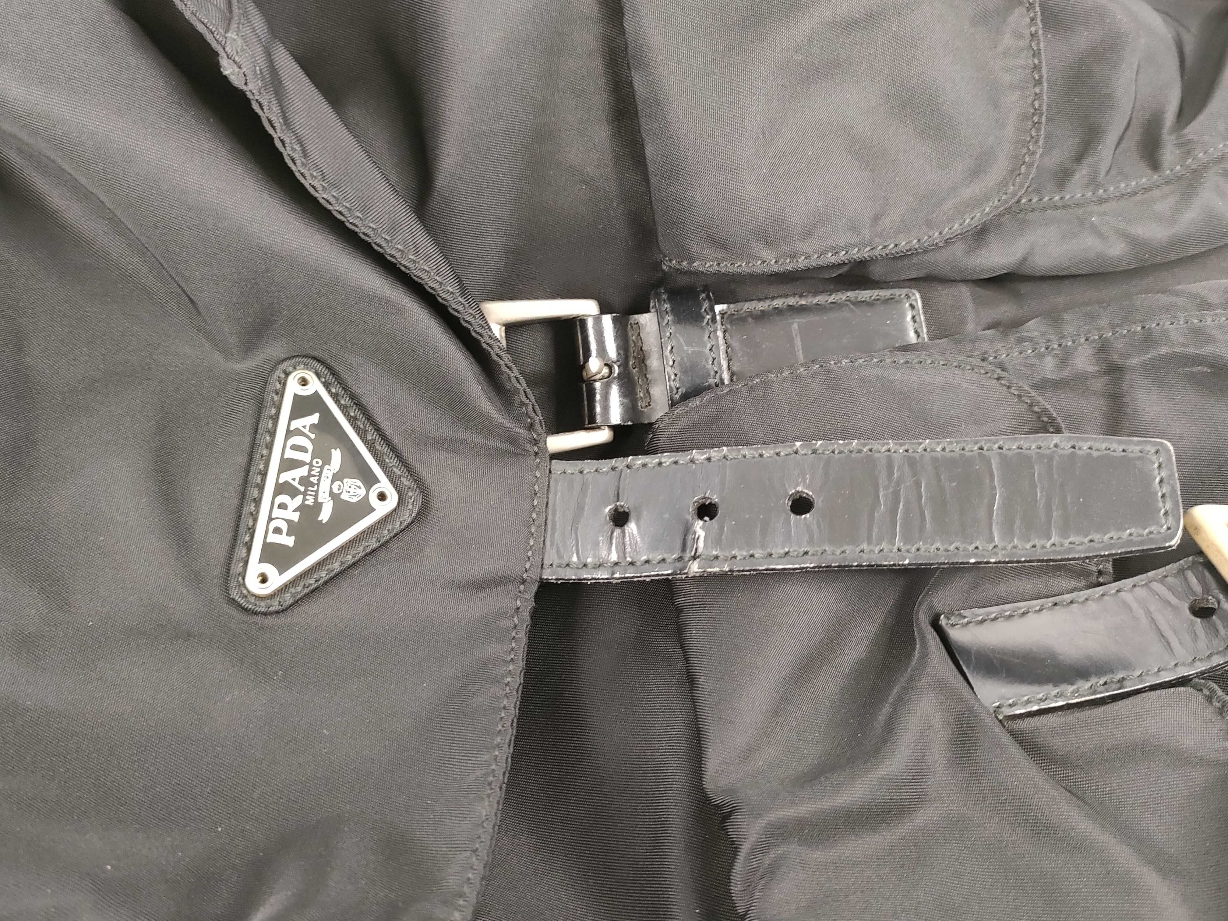 nylon backpack, Prada backpack with triangular logo, black. — view 14