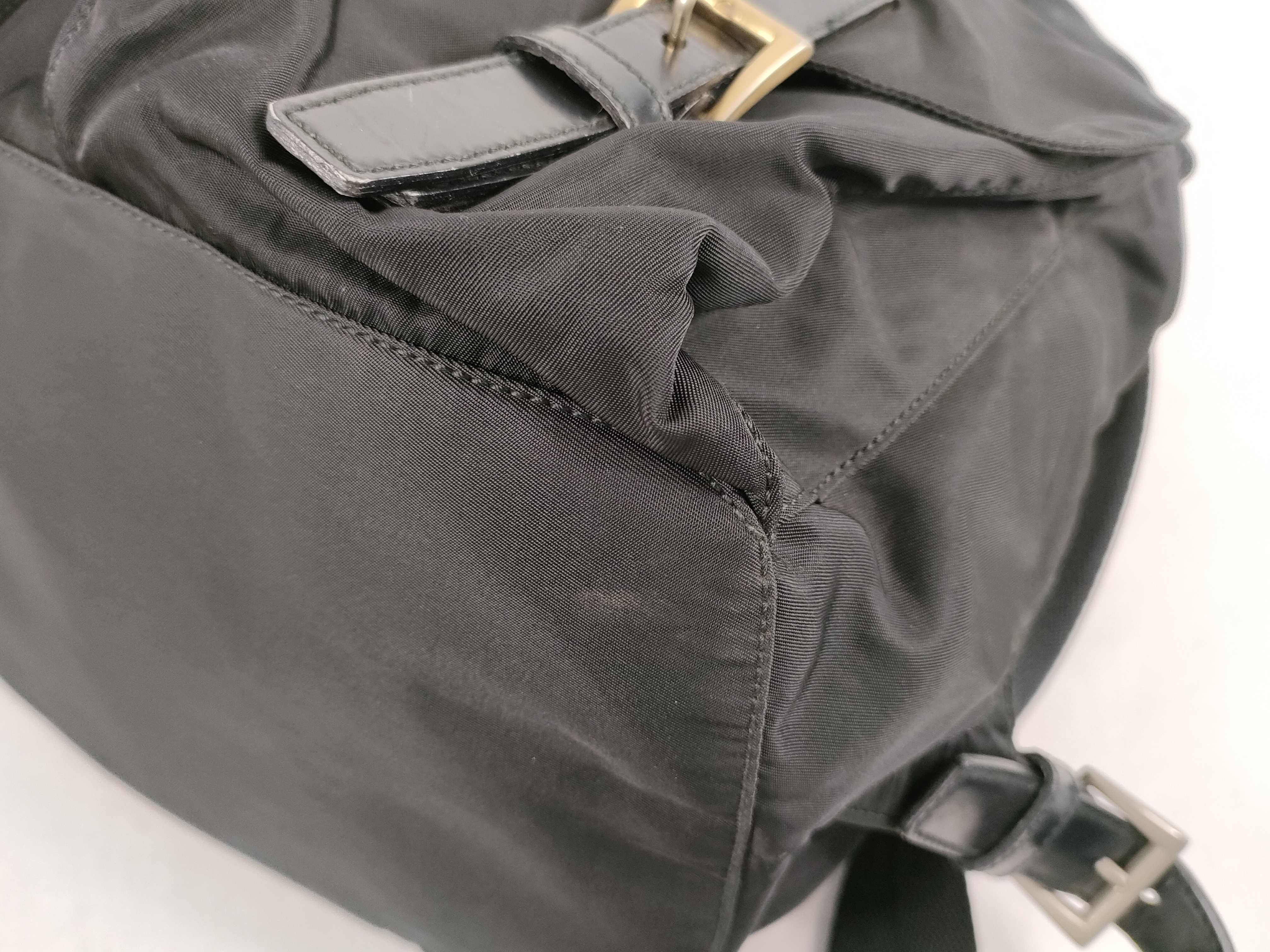 nylon backpack, Prada backpack with triangular logo, black. — view 6