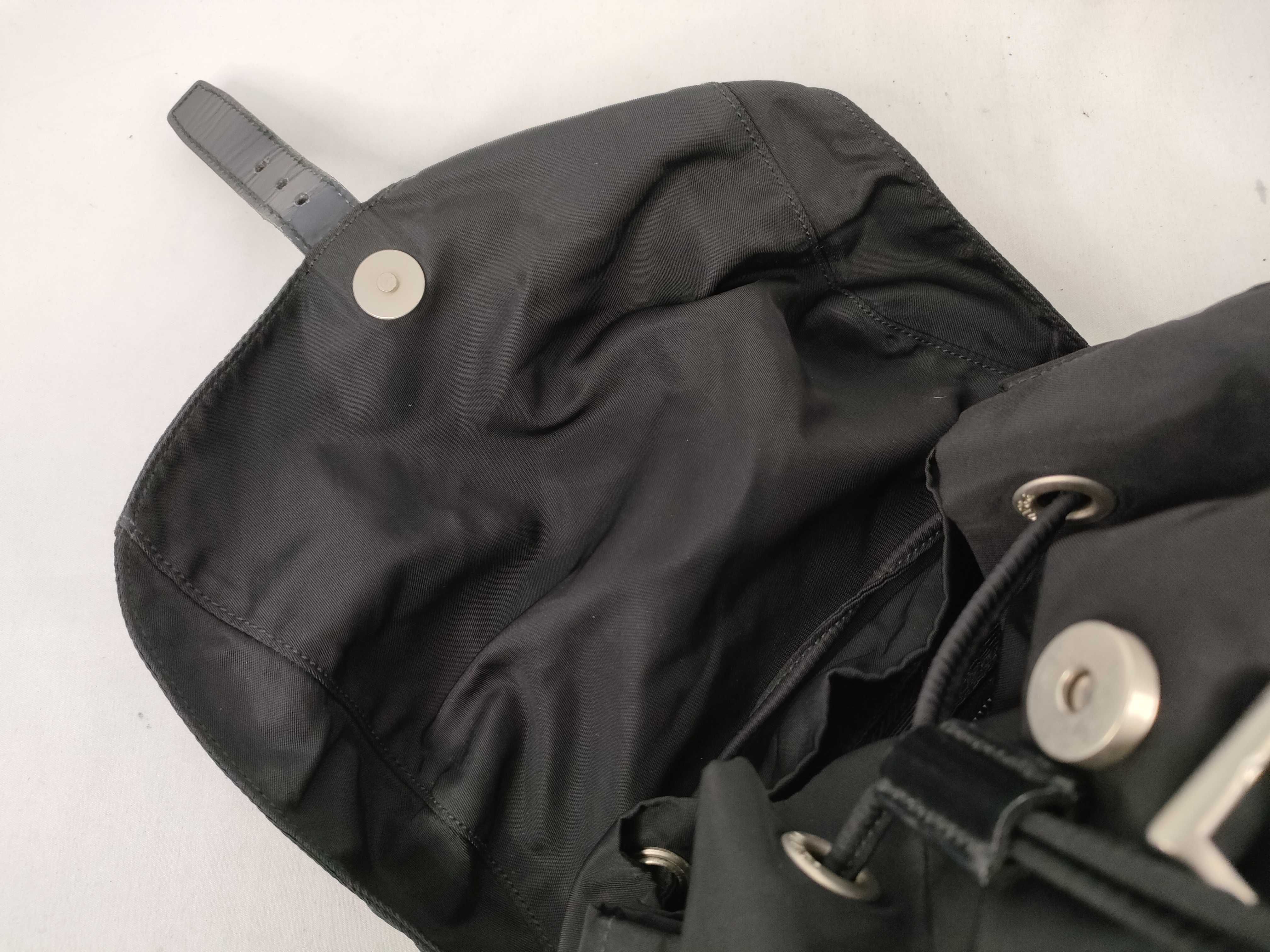 nylon backpack, Prada backpack with triangular logo, black. — view 8