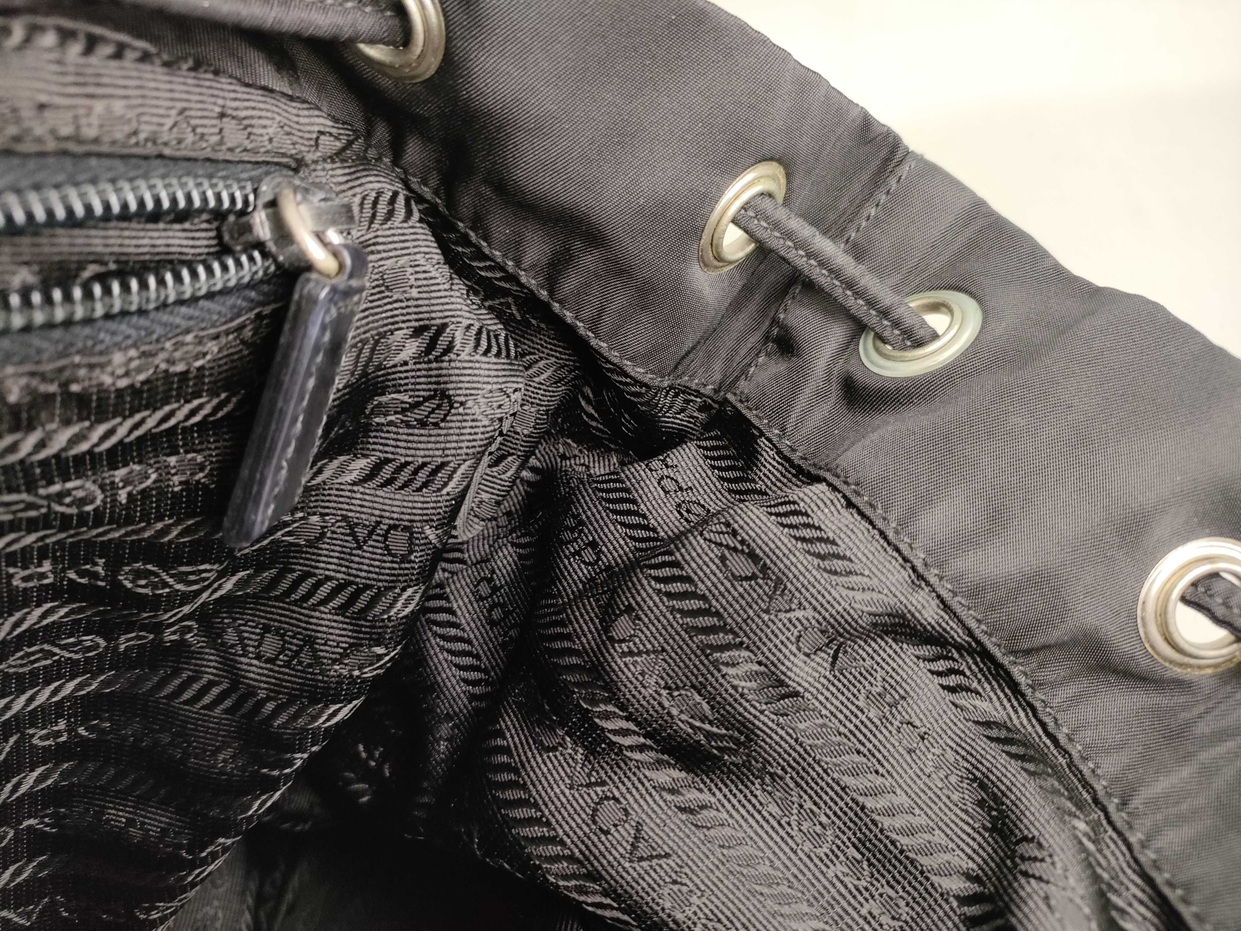 nylon backpack, Prada backpack with triangular logo, black. — view 9