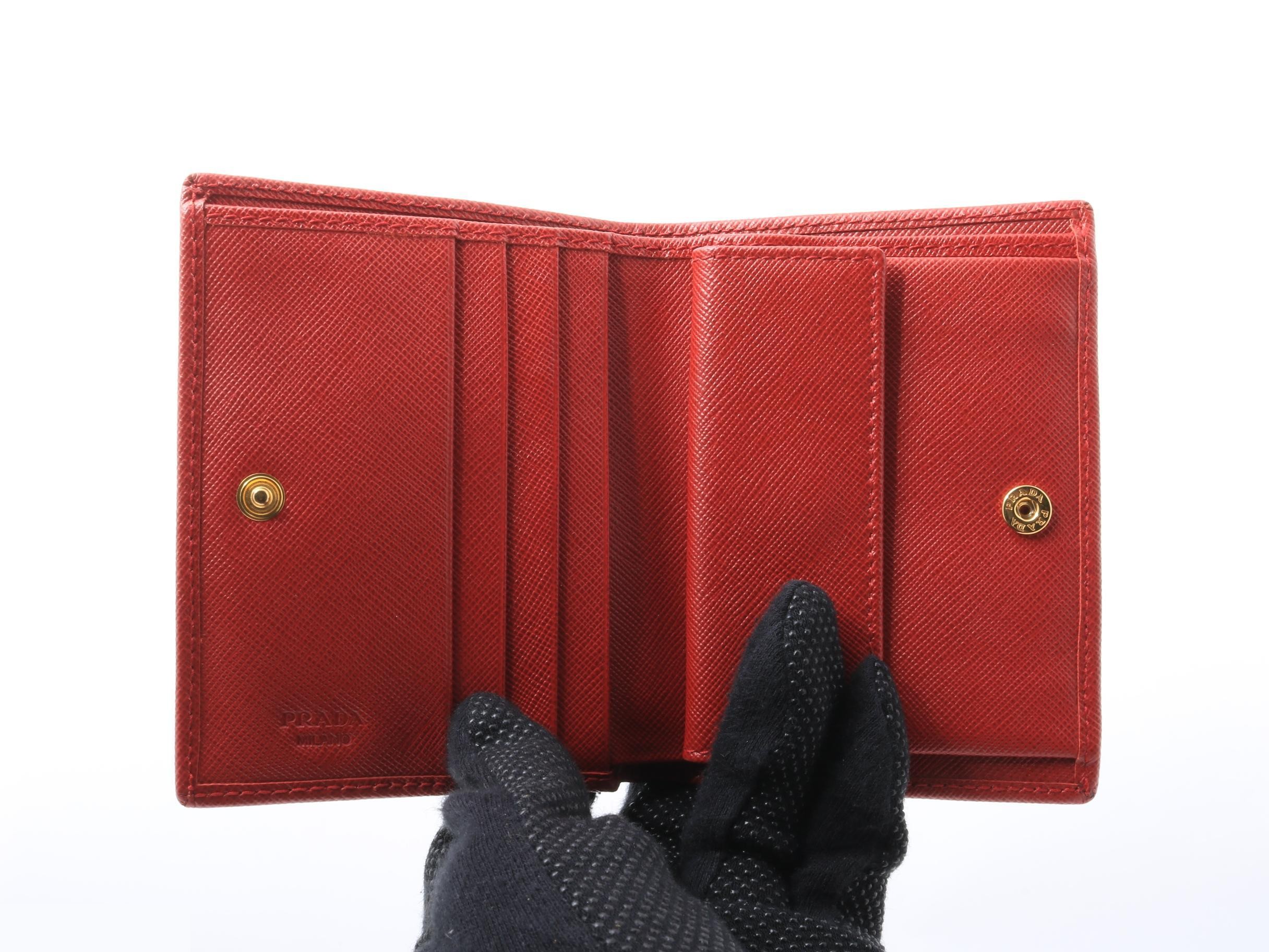 Bi-fold wallet, Saffiano leather, red — view 4