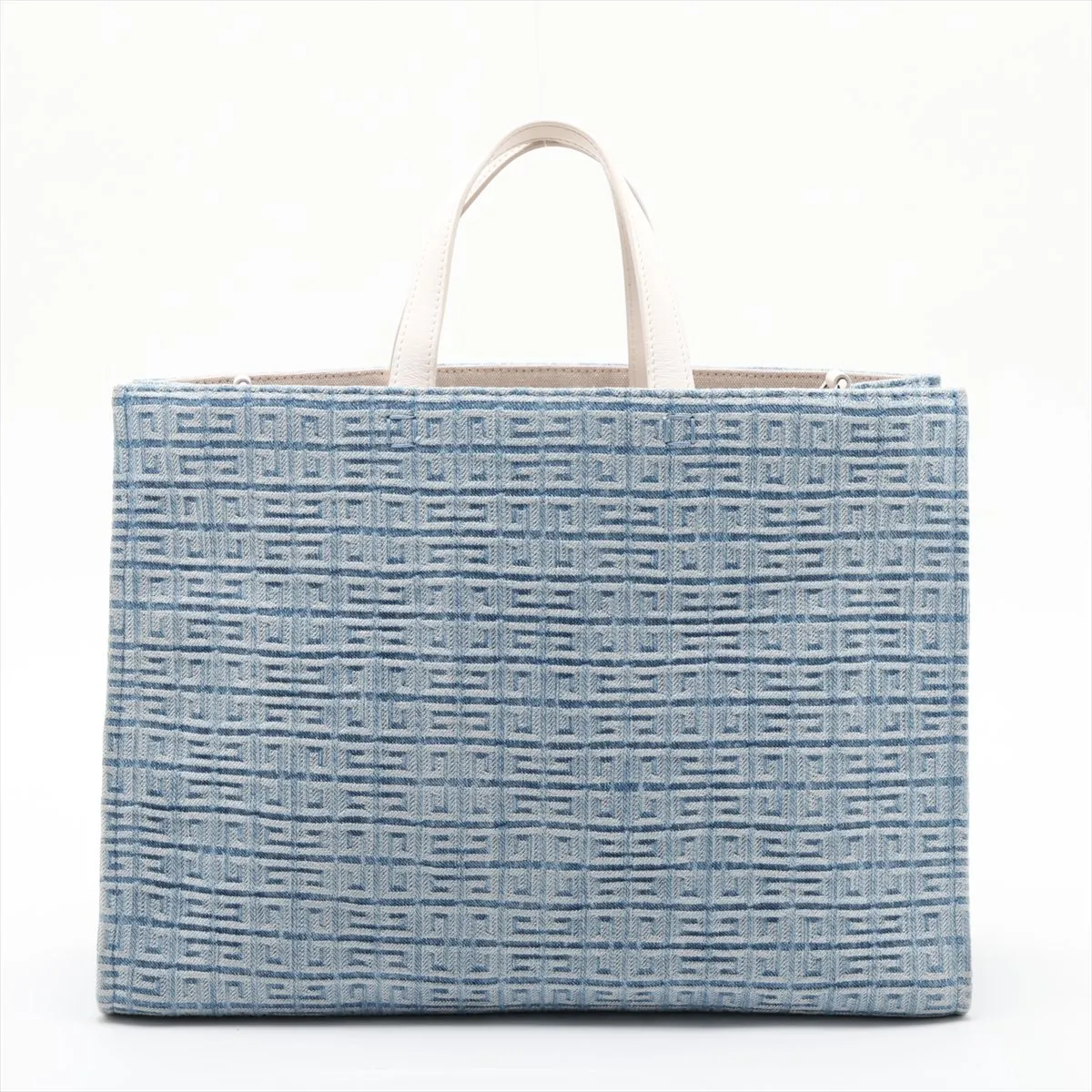 G Tote Medium Denim x Leather 2-Way Tote Bag Blue — view 2