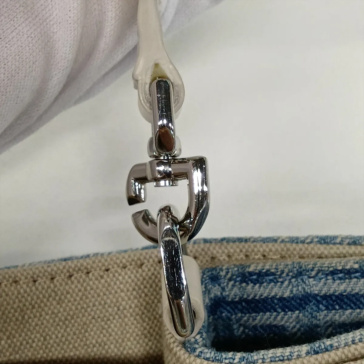 G Tote Medium Denim x Leather 2-Way Tote Bag Blue — view 13