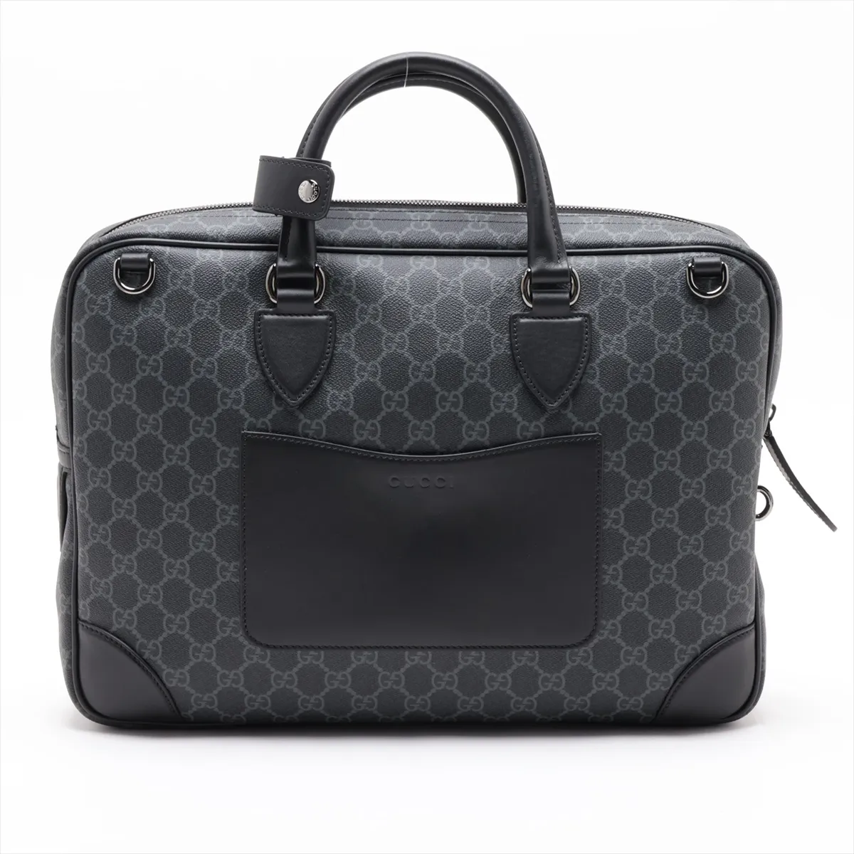 GG Supreme 821149 PVC x Leather 2-Way Business Bag, Black — view 2