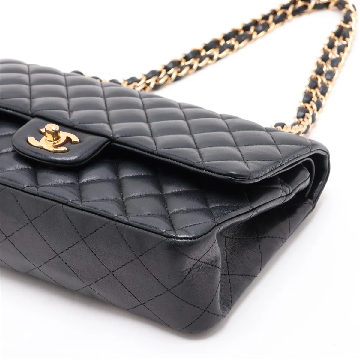 [Individually packaged] Chanel Matelassé 25 Lambskin Double Flap Double Chain Bag, Black with Gold Hardware, 19559657, Serial Number , A01112 — view 3