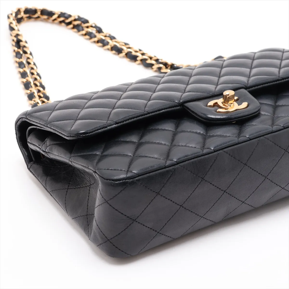 [Individually packaged] Chanel Matelassé 25 Lambskin Double Flap Double Chain Bag, Black with Gold Hardware, 19559657, Serial Number , A01112 — view 4