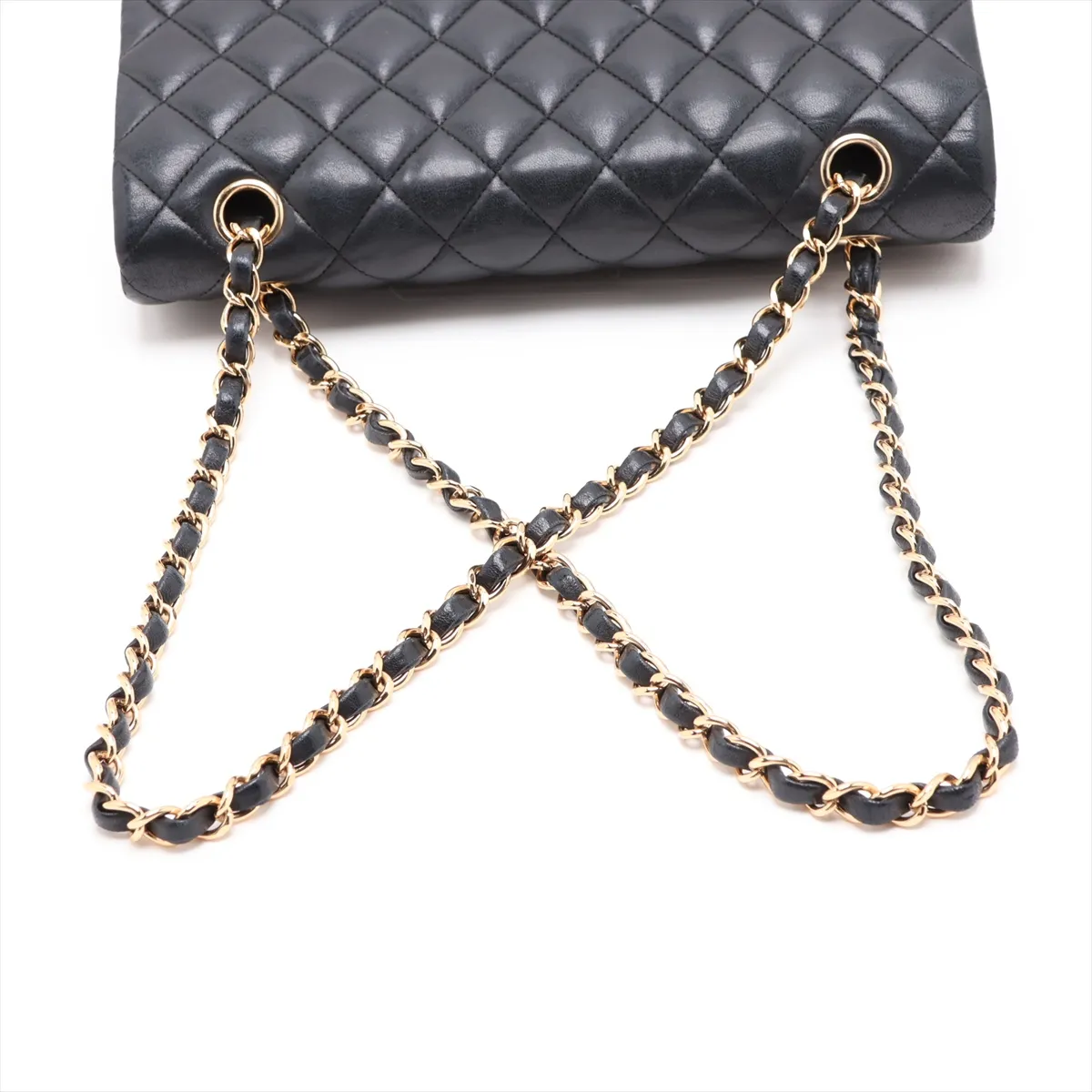 [Individually packaged] Chanel Matelassé 25 Lambskin Double Flap Double Chain Bag, Black with Gold Hardware, 19559657, Serial Number , A01112 — view 5