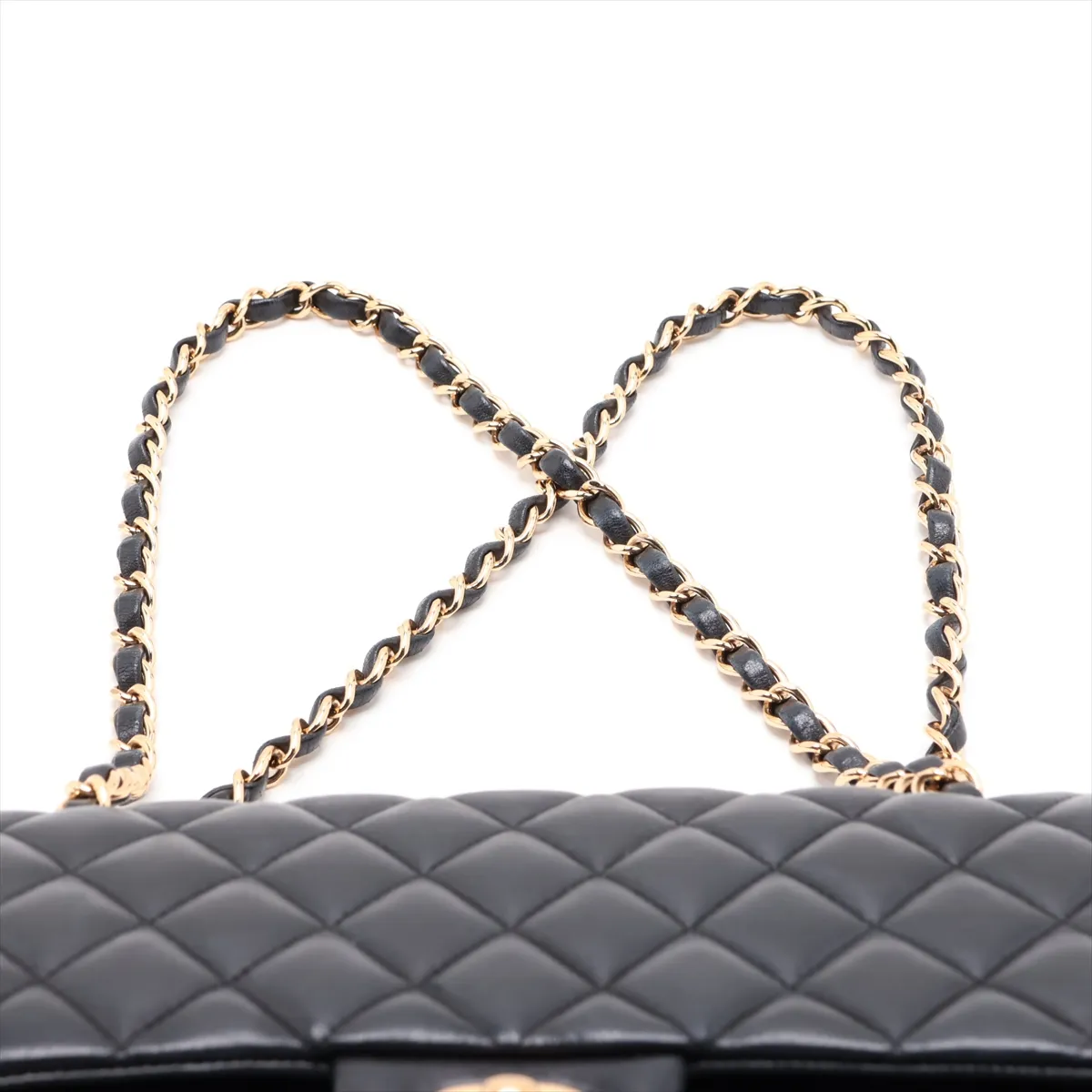 [Individually packaged] Chanel Matelassé 25 Lambskin Double Flap Double Chain Bag, Black with Gold Hardware, 19559657, Serial Number , A01112 — view 6