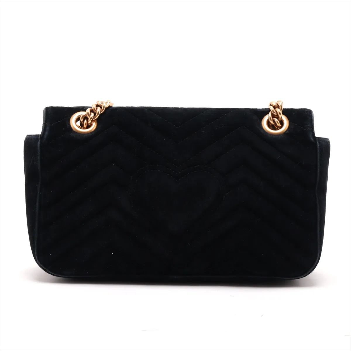 GG Velvet x Leather Chain Shoulder Bag Black 443497 — view 2