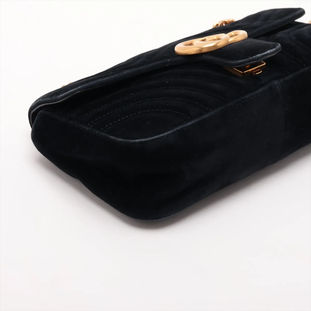 GG Velvet x Leather Chain Shoulder Bag Black 443497 — view 4