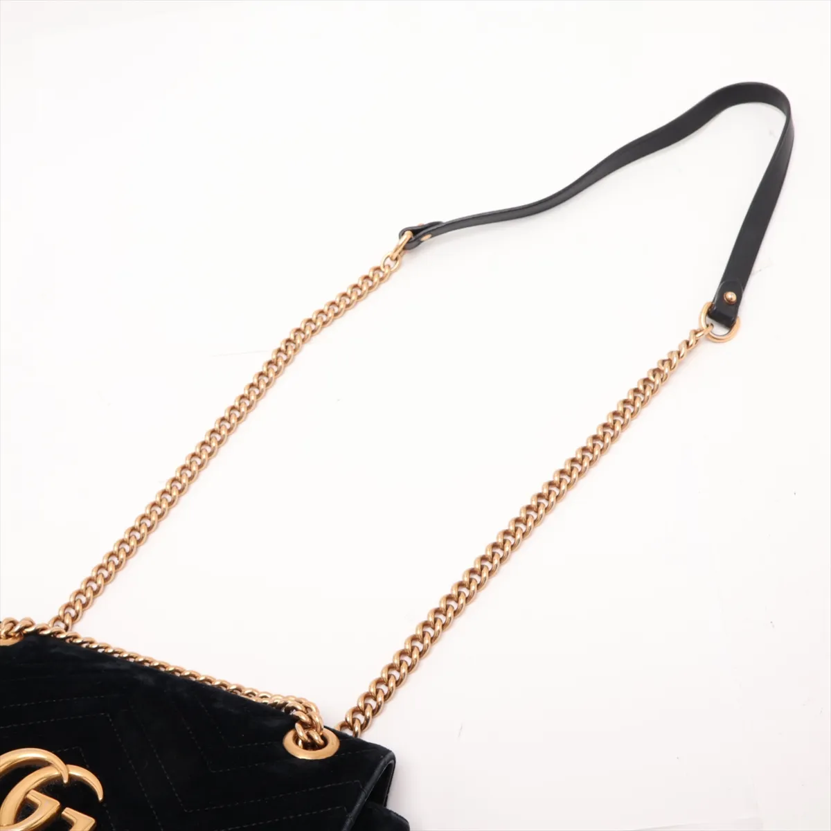 GG Velvet x Leather Chain Shoulder Bag Black 443497 — view 5