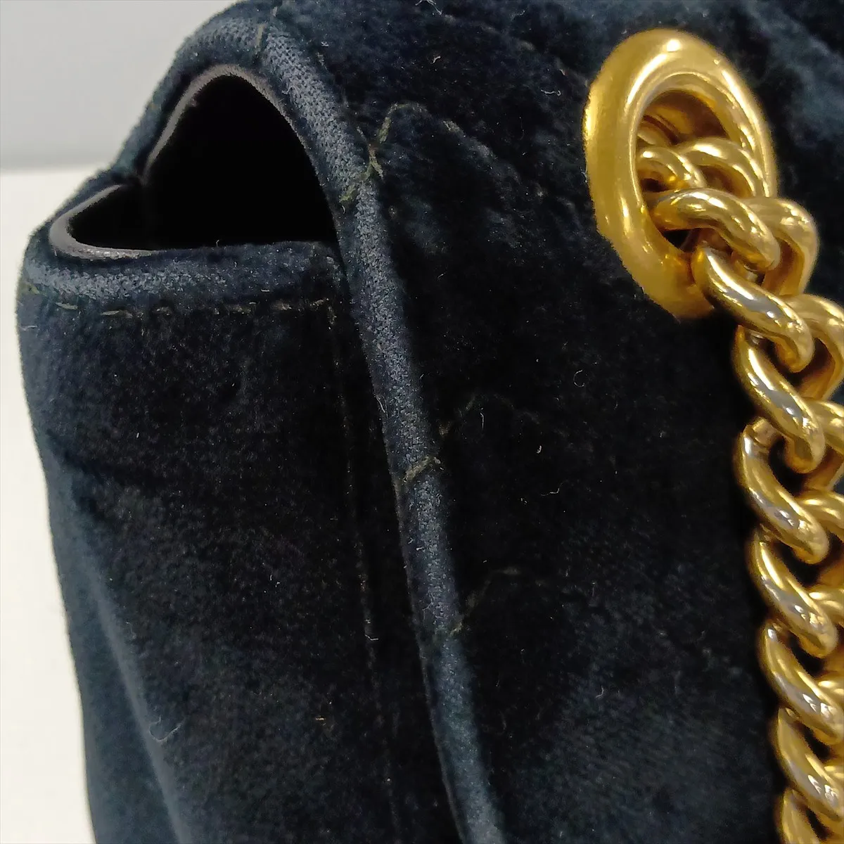 GG Velvet x Leather Chain Shoulder Bag Black 443497 — view 10