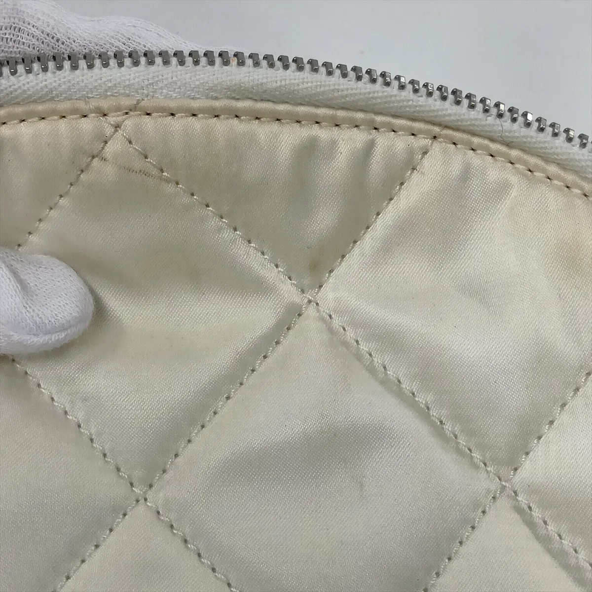 Matelassé Nylon x Tweed Backpack, White x Black, Silver Hardware, 25037681, Serial Number 25 — view 15