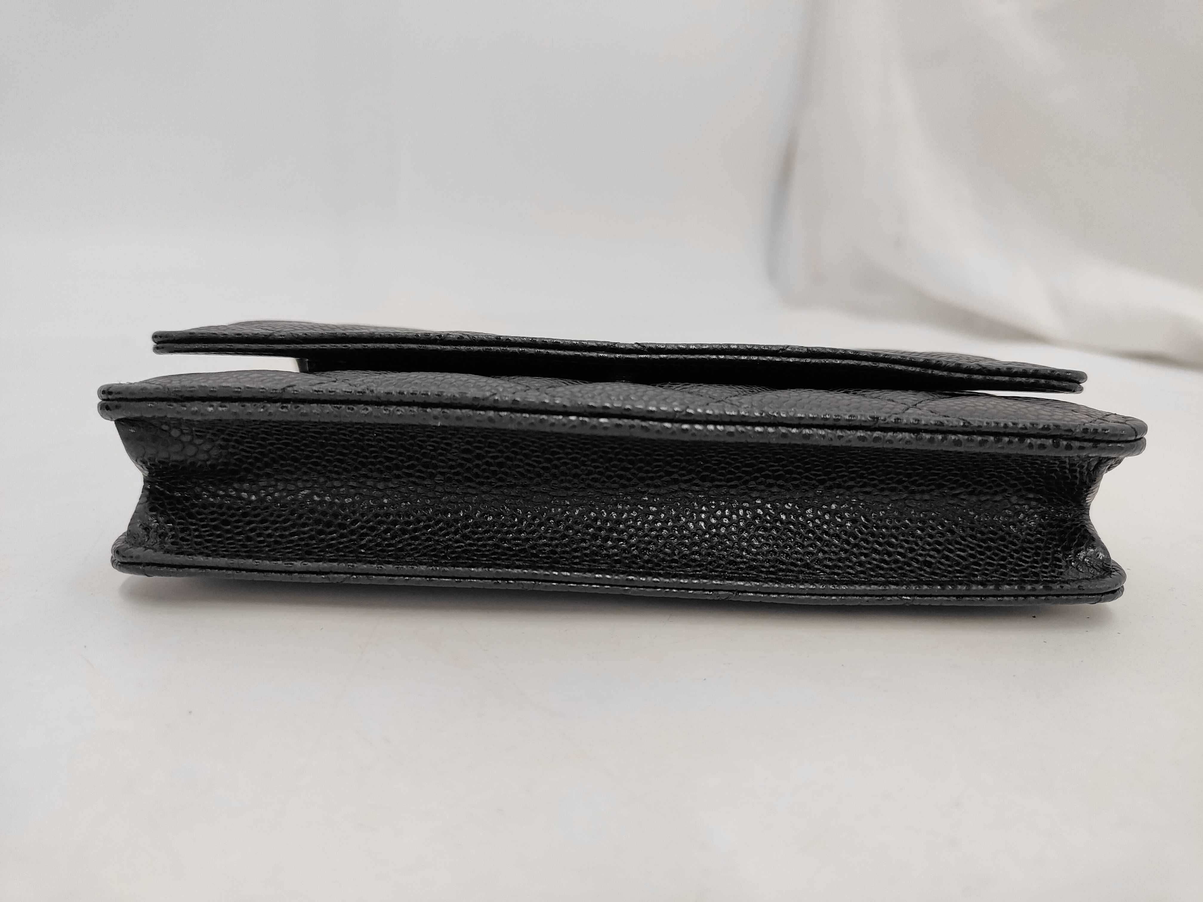 Matelassé Chain Wallet, Caviar Leather, Black, Gold Hardware, Shoulder Bag — view 3