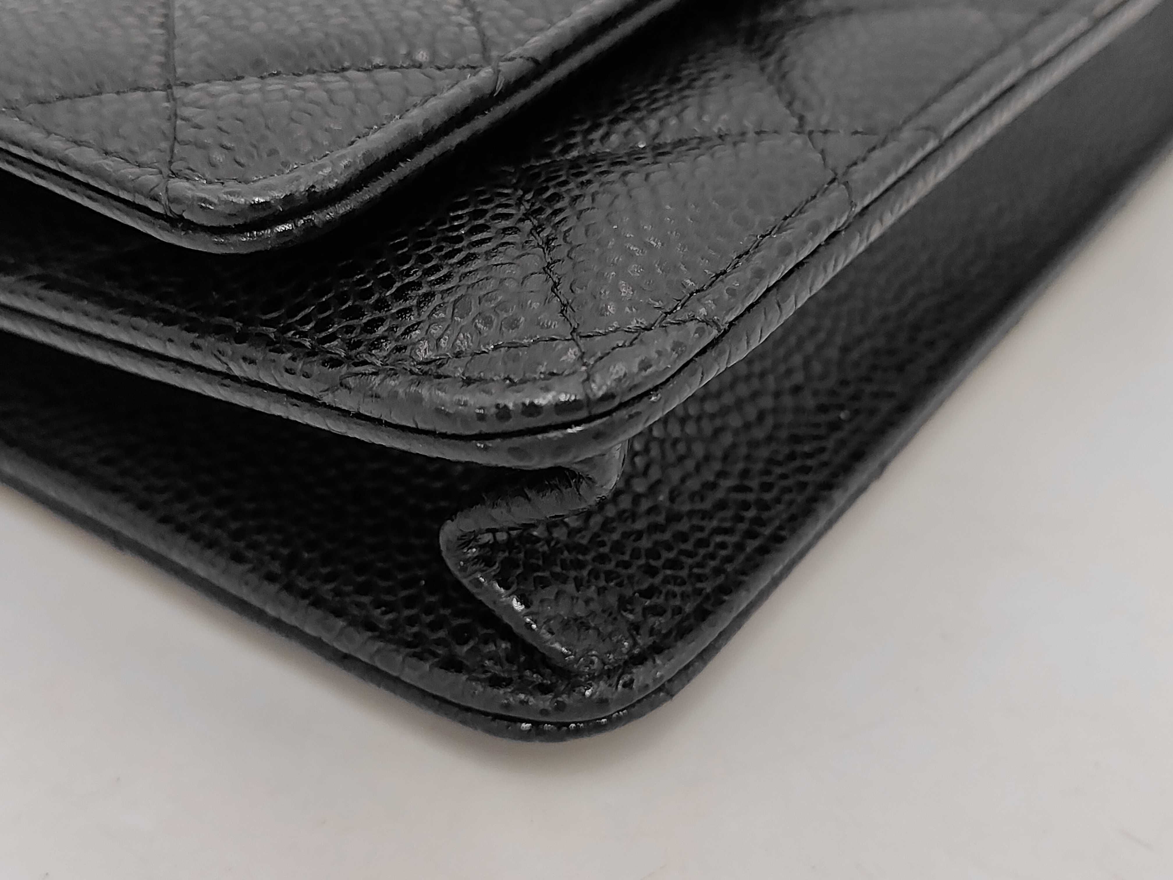 Matelassé Chain Wallet, Caviar Leather, Black, Gold Hardware, Shoulder Bag — view 4