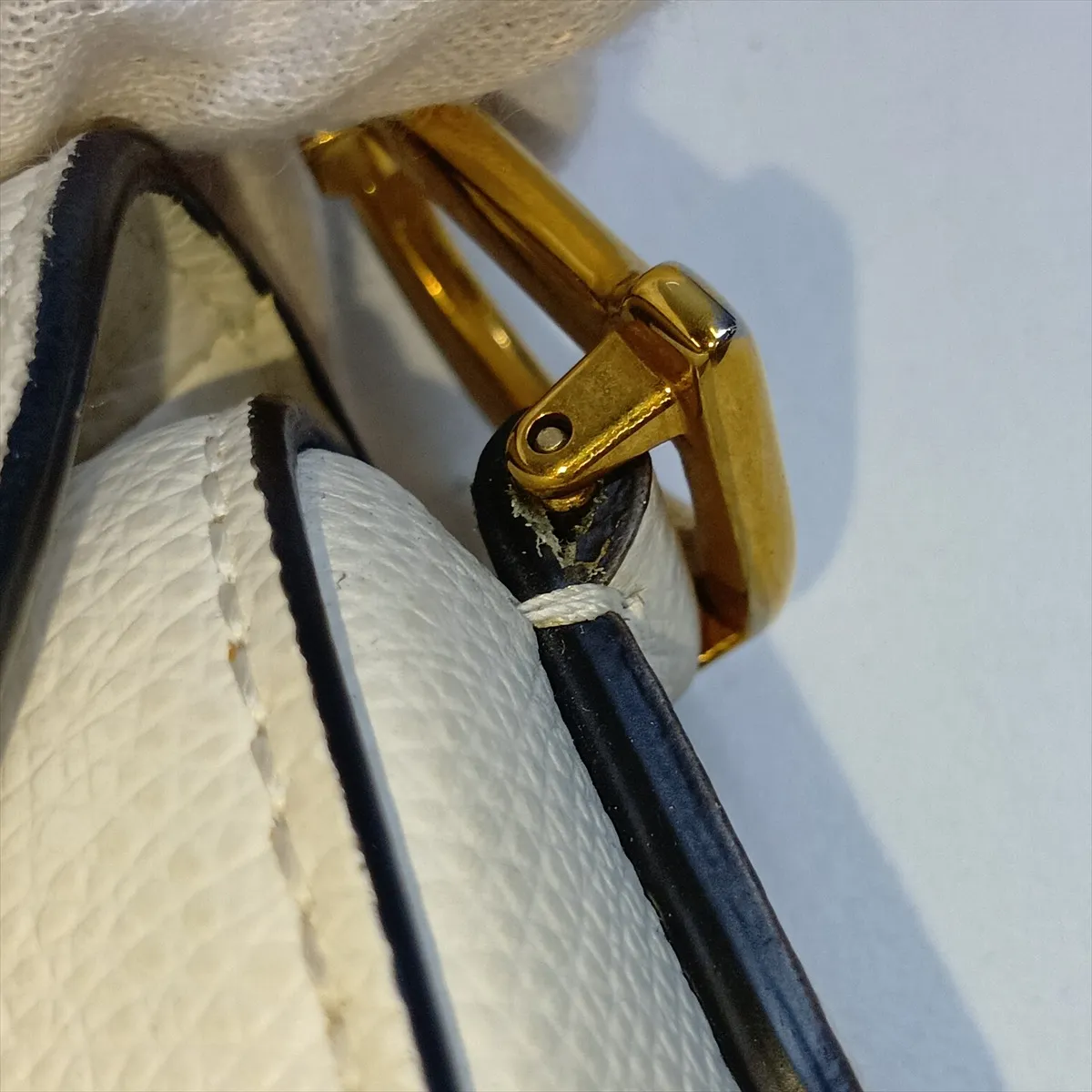 Saddle Leather Handbag, White — view 11