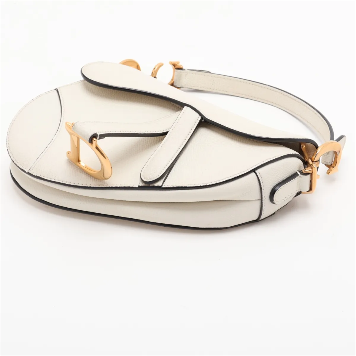 Saddle Leather Handbag, White — view 3