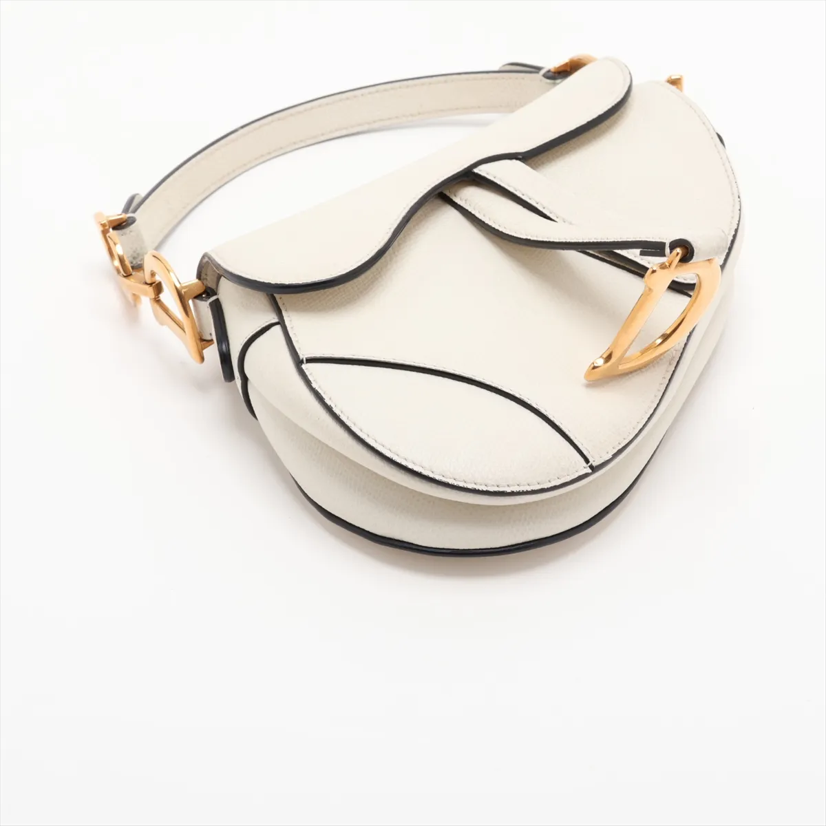 Saddle Leather Handbag, White — view 4