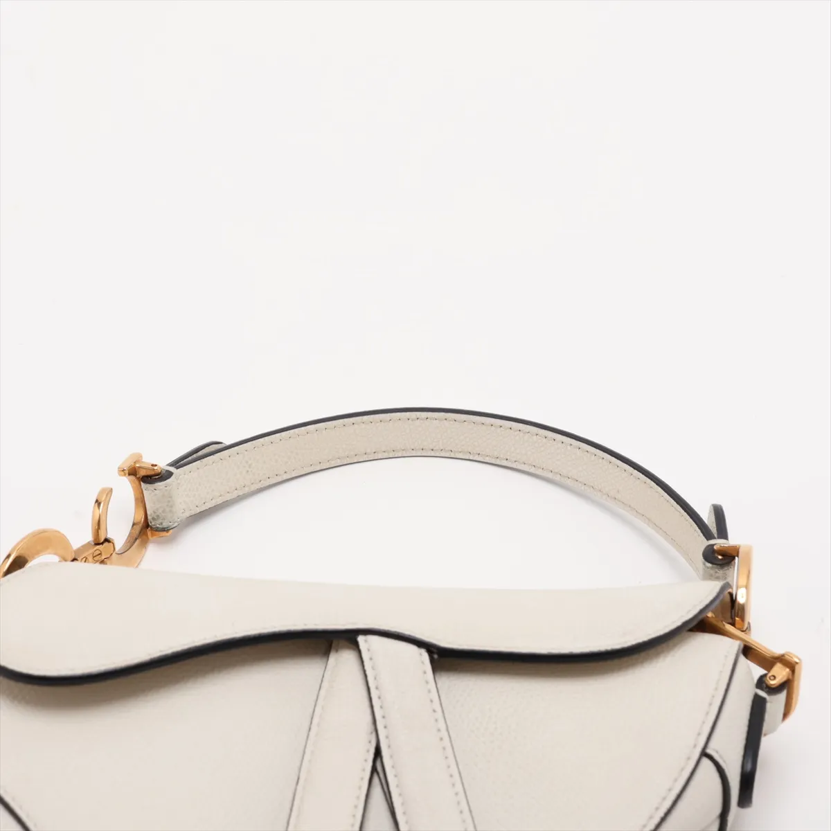 Saddle Leather Handbag, White — view 6