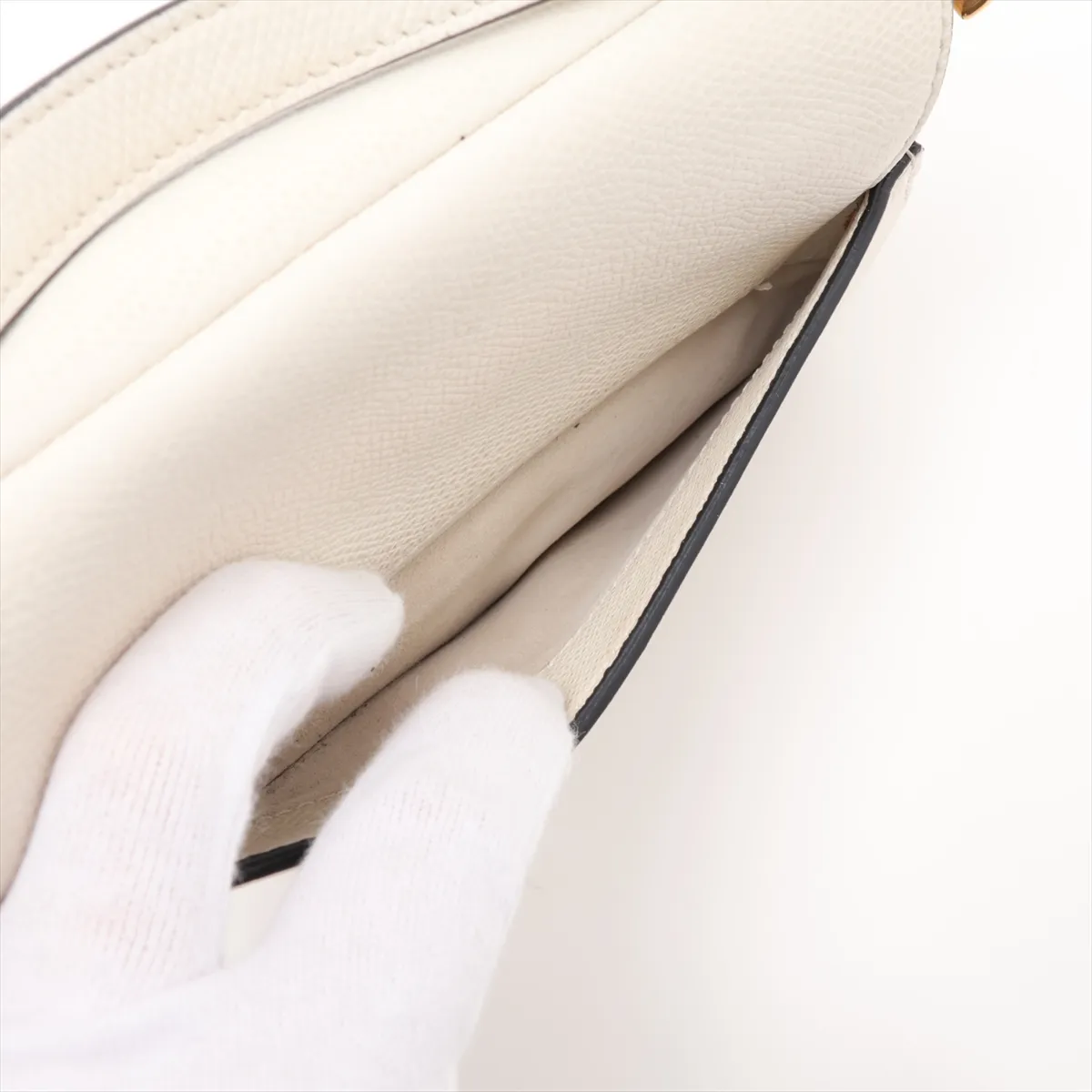 Saddle Leather Handbag, White — view 8