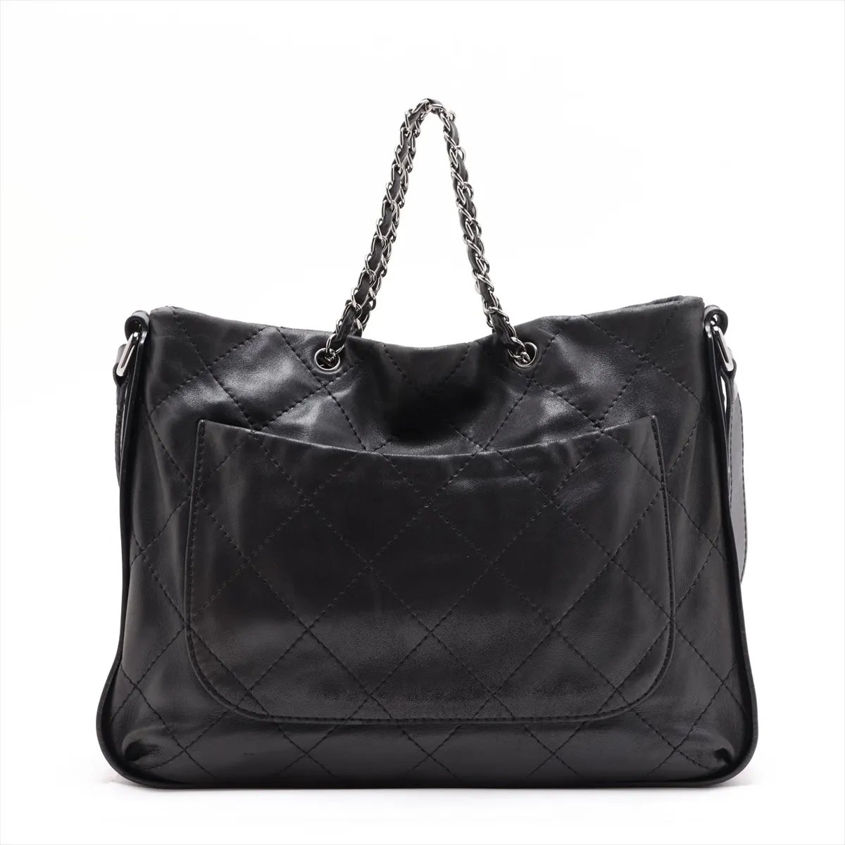 Matelassé Leather 2-Way Handbag, Black with Silver Hardware, Item Number 15472371 (Serial Number in the 15s range) — view 2
