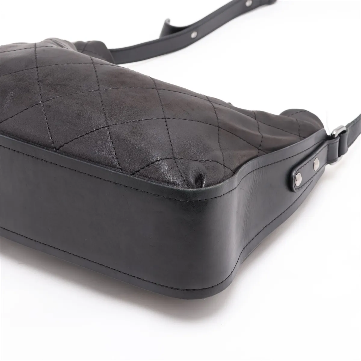 Matelassé Leather 2-Way Handbag, Black with Silver Hardware, Item Number 15472371 (Serial Number in the 15s range) — view 3