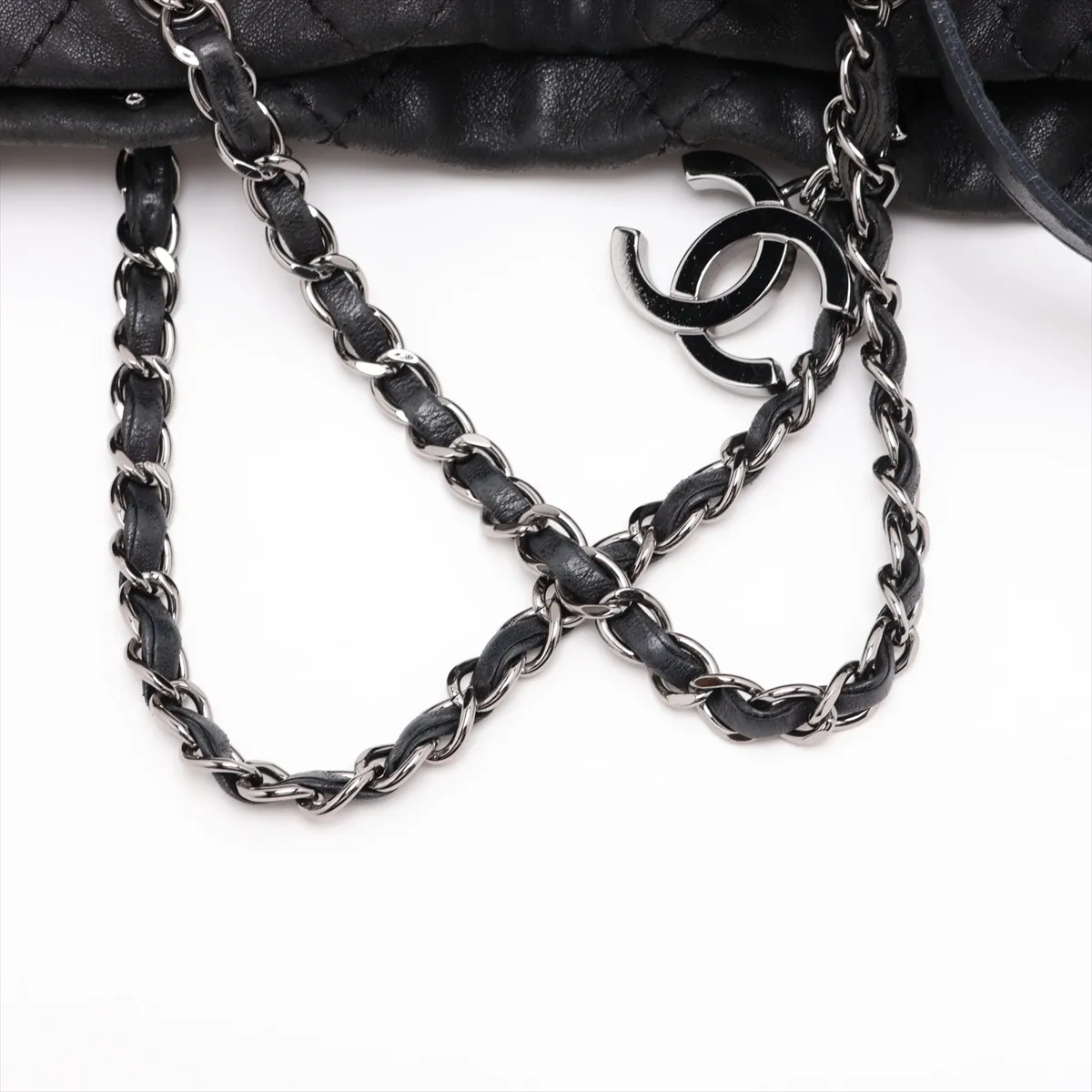 Matelassé Leather 2-Way Handbag, Black with Silver Hardware, Item Number 15472371 (Serial Number in the 15s range) — view 5
