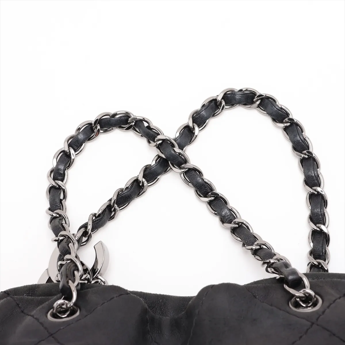 Matelassé Leather 2-Way Handbag, Black with Silver Hardware, Item Number 15472371 (Serial Number in the 15s range) — view 6