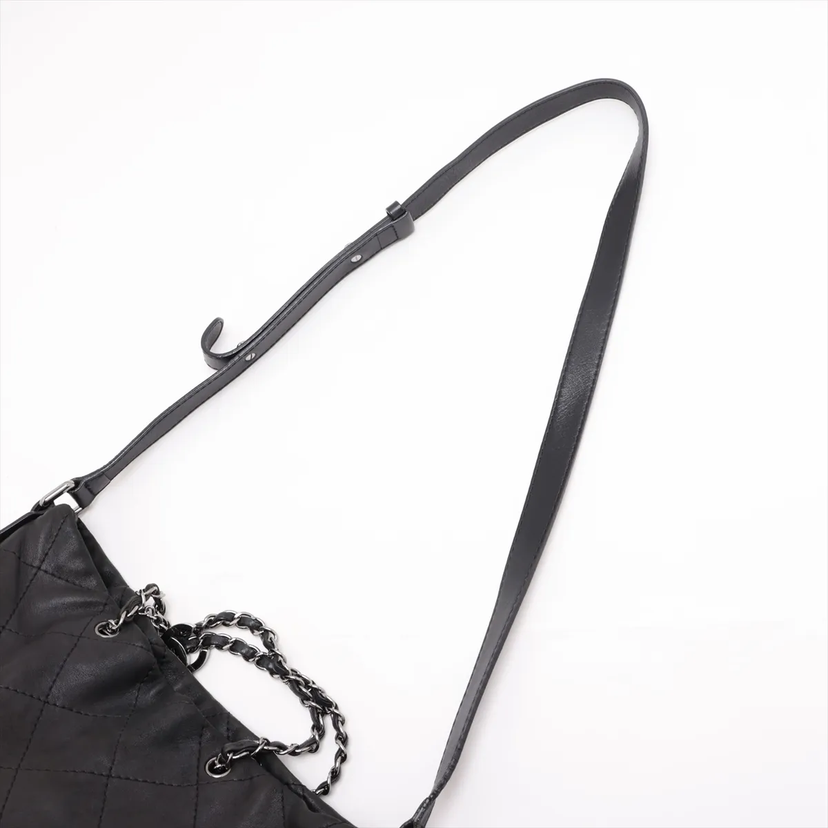 Matelassé Leather 2-Way Handbag, Black with Silver Hardware, Item Number 15472371 (Serial Number in the 15s range) — view 7
