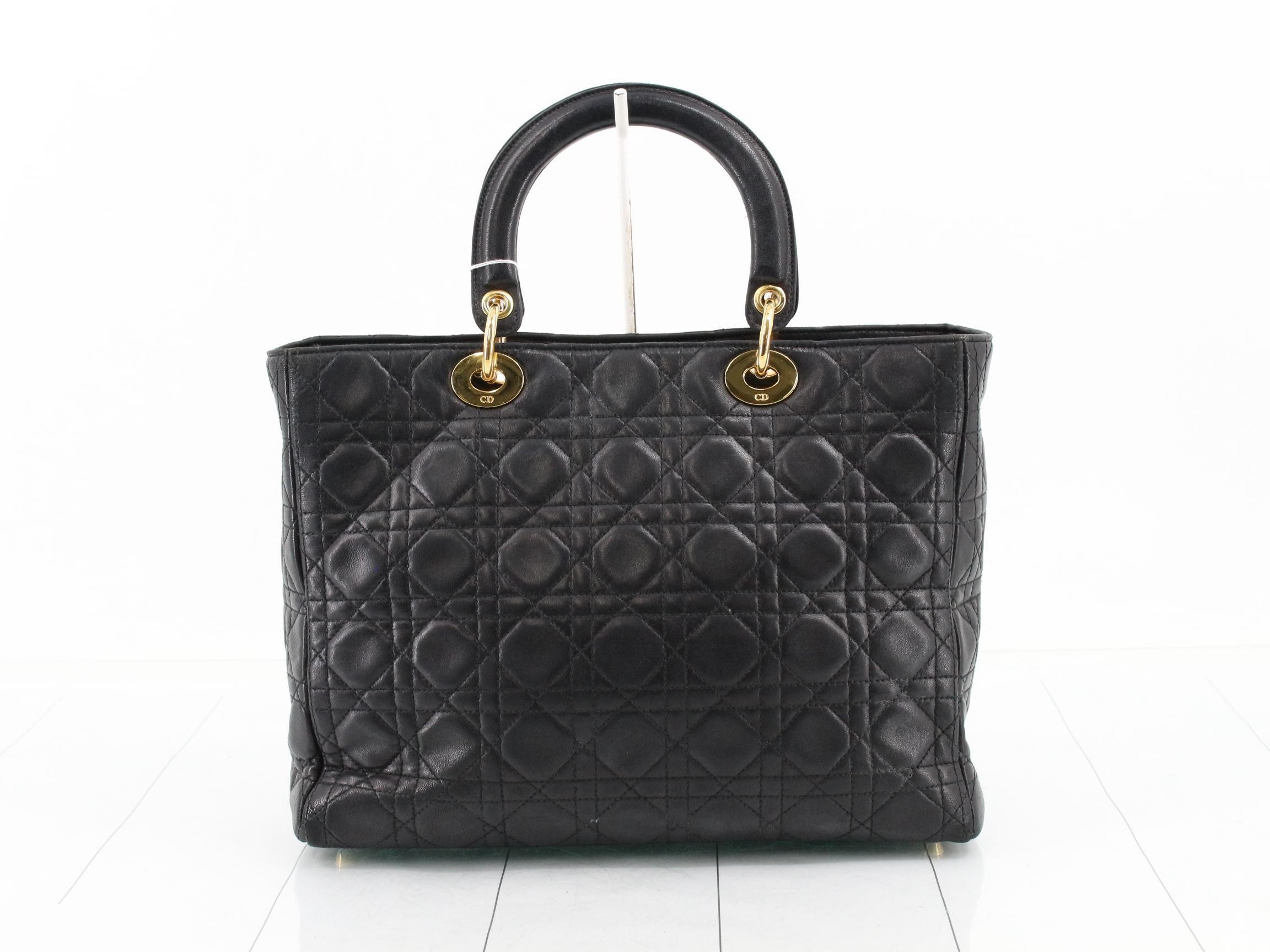 Lady Dior Canage Lambskin Handbag, Black — view 2