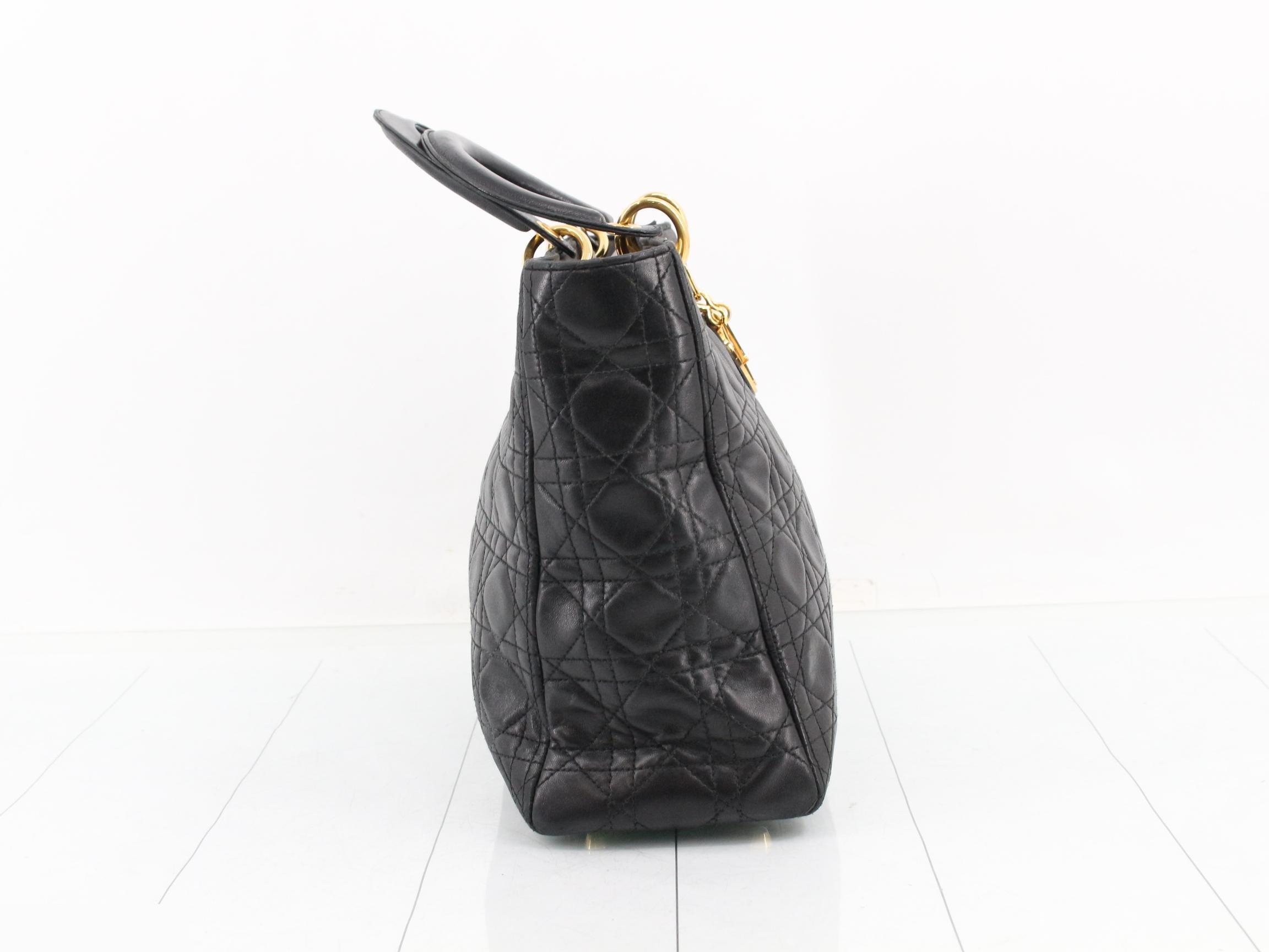 Lady Dior Canage Lambskin Handbag, Black — view 4
