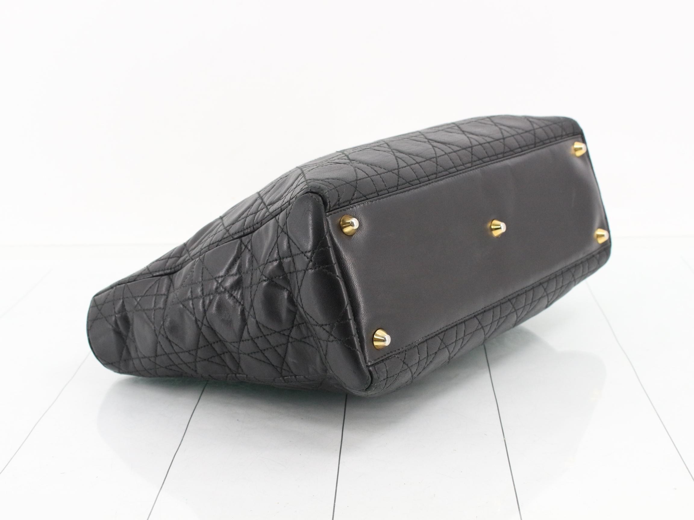 Lady Dior Canage Lambskin Handbag, Black — view 5