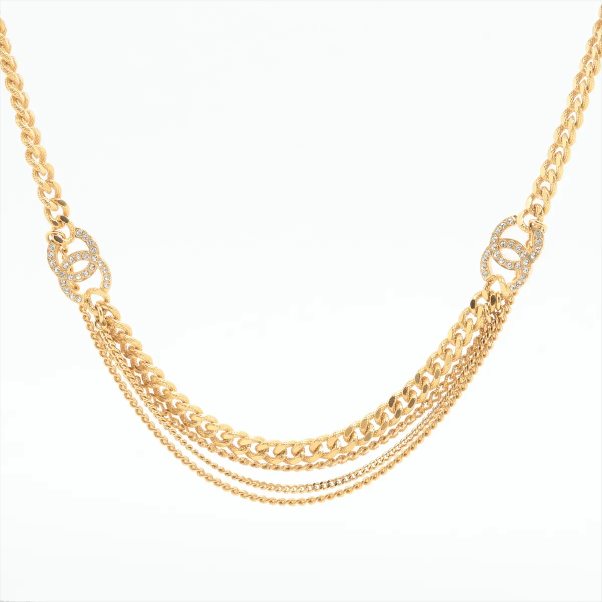 Coco Mark F22A Necklace, GP x Rhinestone, Gold. Shows signs of wear,