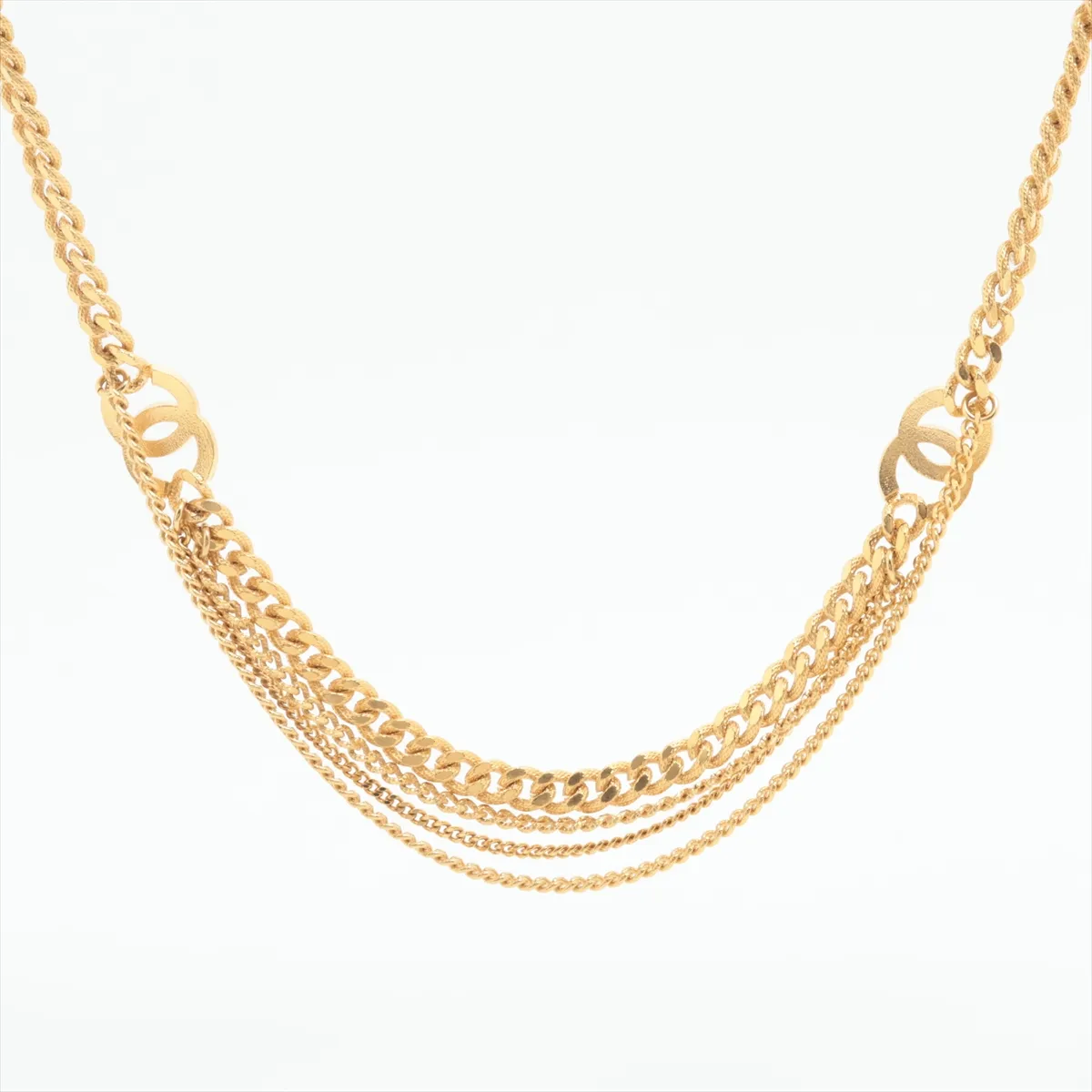 Coco Mark F22A Necklace, GP x Rhinestone, Gold. Shows signs of wear, — view 2