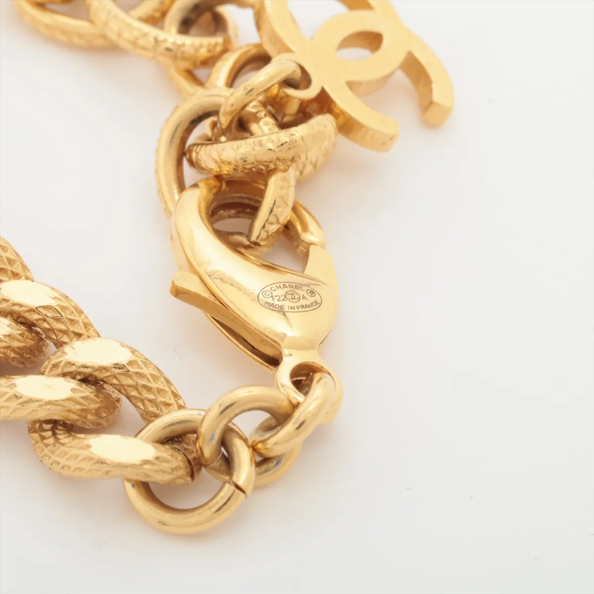 Coco Mark F22A Necklace, GP x Rhinestone, Gold. Shows signs of wear, — view 4