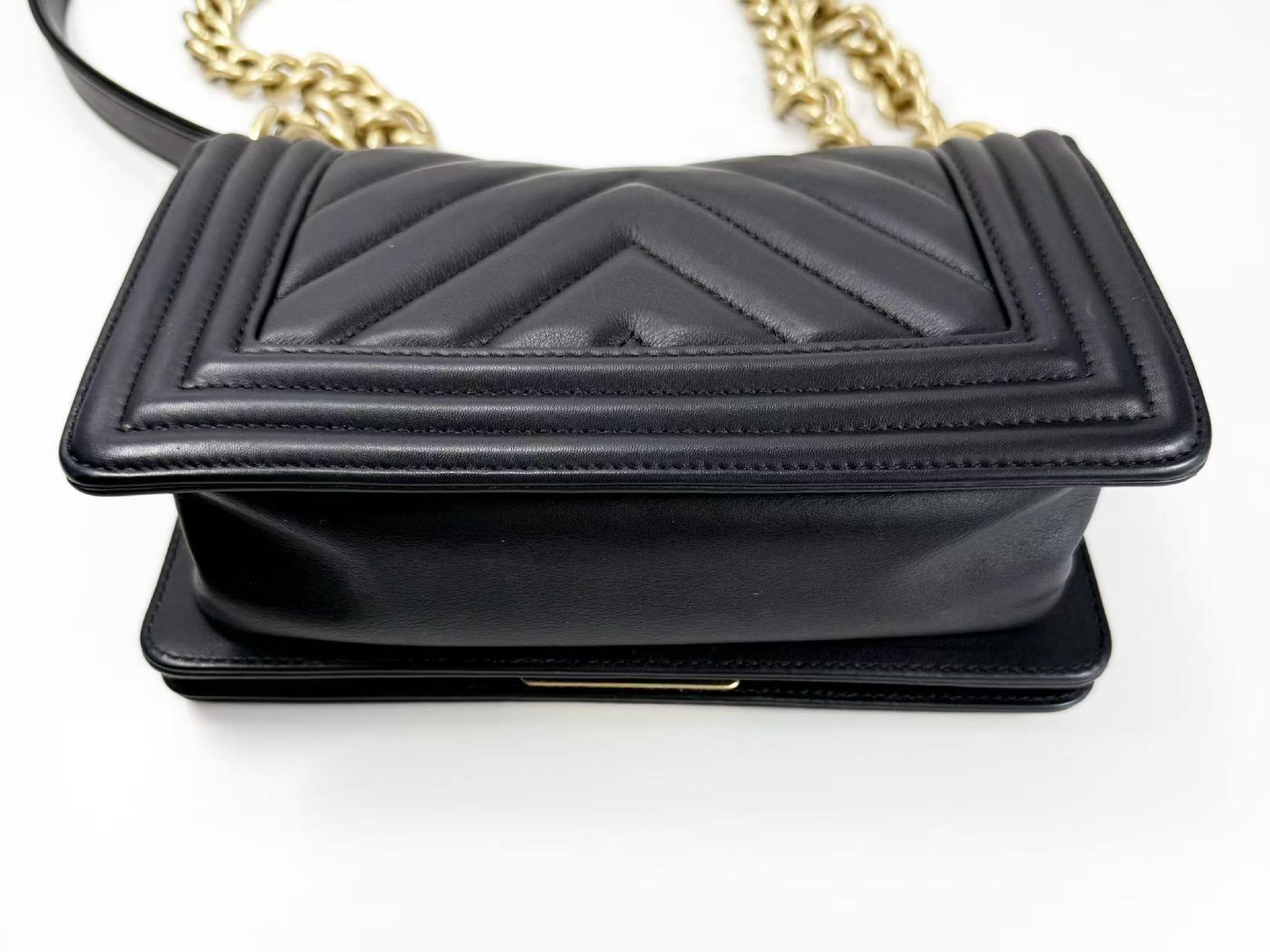 Black Boy Chevron Shoulder Bag, Approx. W20cm, Serial Number , Vintage Gold Hardware, with Dust Bag and Sticker, Item Number 28769805, Excellent Condition (A-AB) — view 11