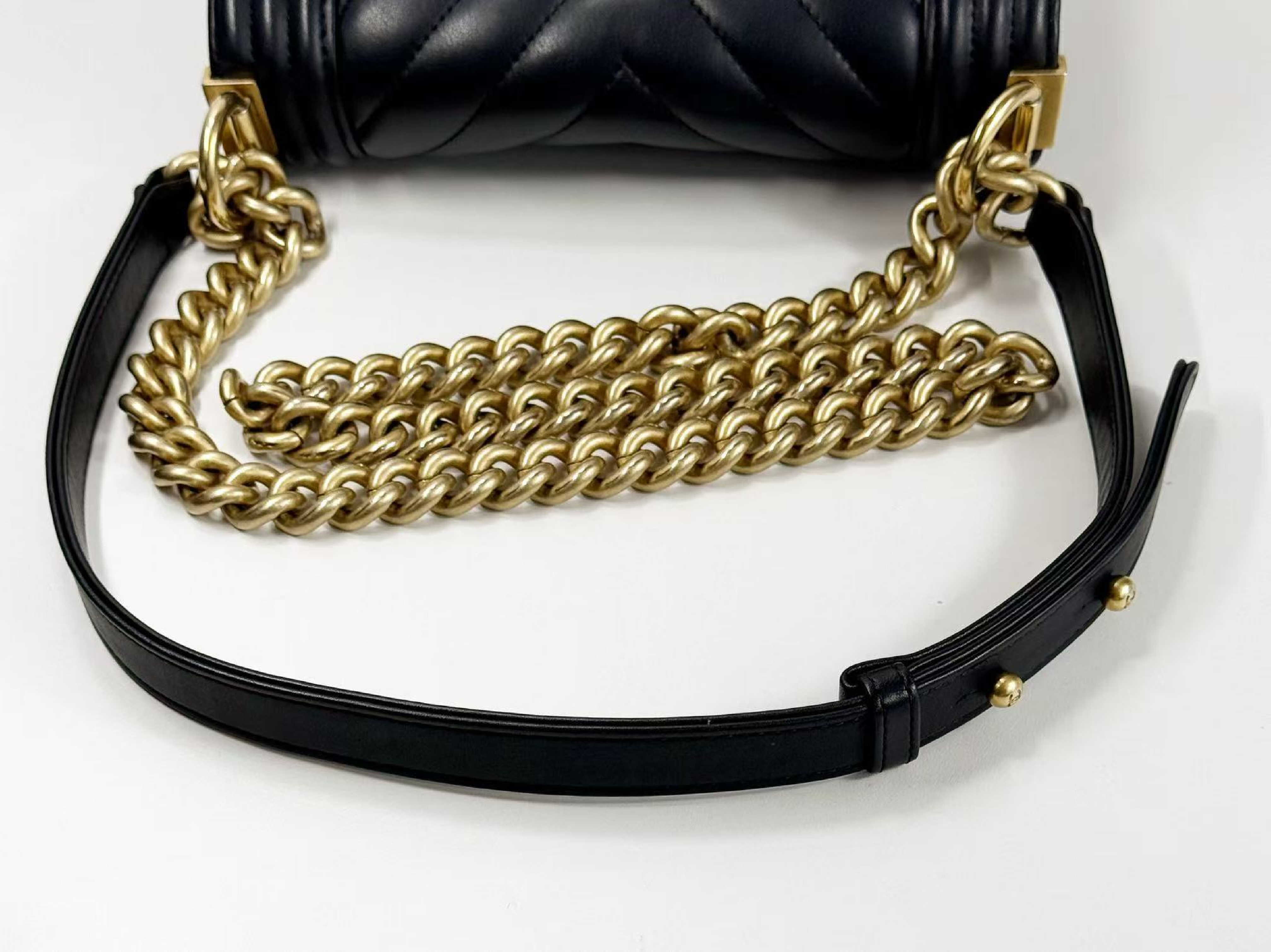 Black Boy Chevron Shoulder Bag, Approx. W20cm, Serial Number , Vintage Gold Hardware, with Dust Bag and Sticker, Item Number 28769805, Excellent Condition (A-AB) — view 8