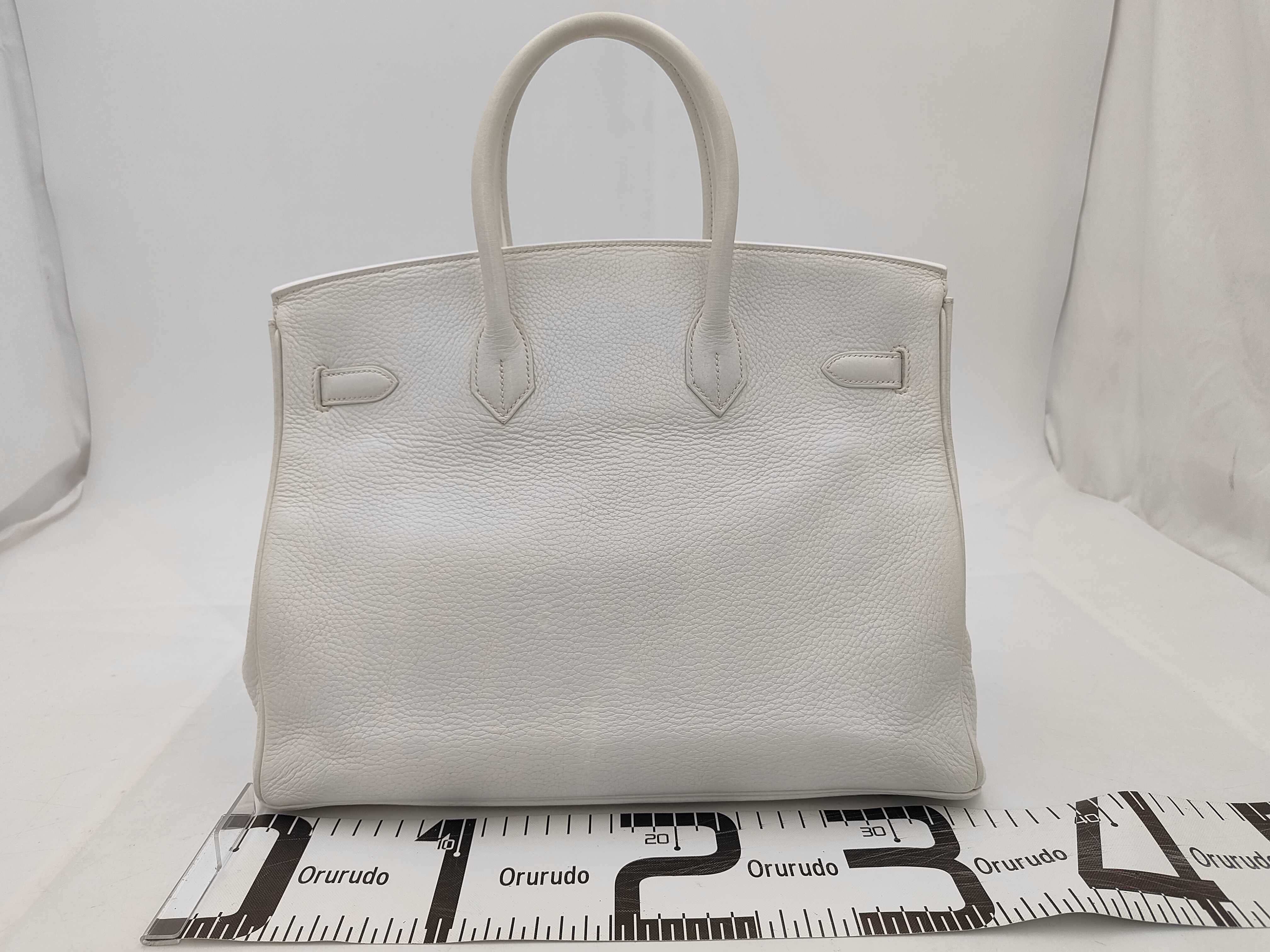 Birkin 35 White/Silver Hardware G Stamp Handbag — view 2
