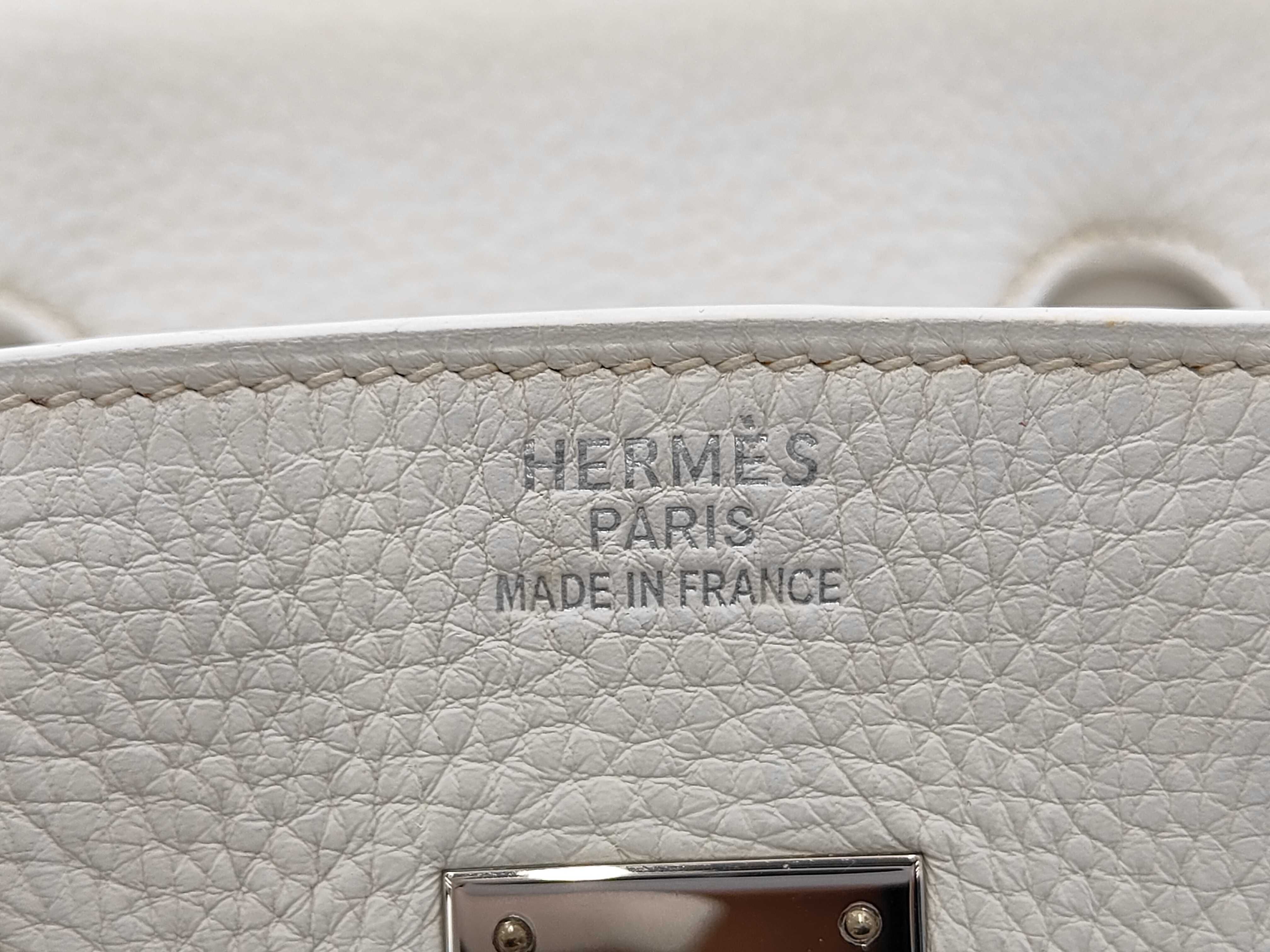 Birkin 35 White/Silver Hardware G Stamp Handbag — view 11