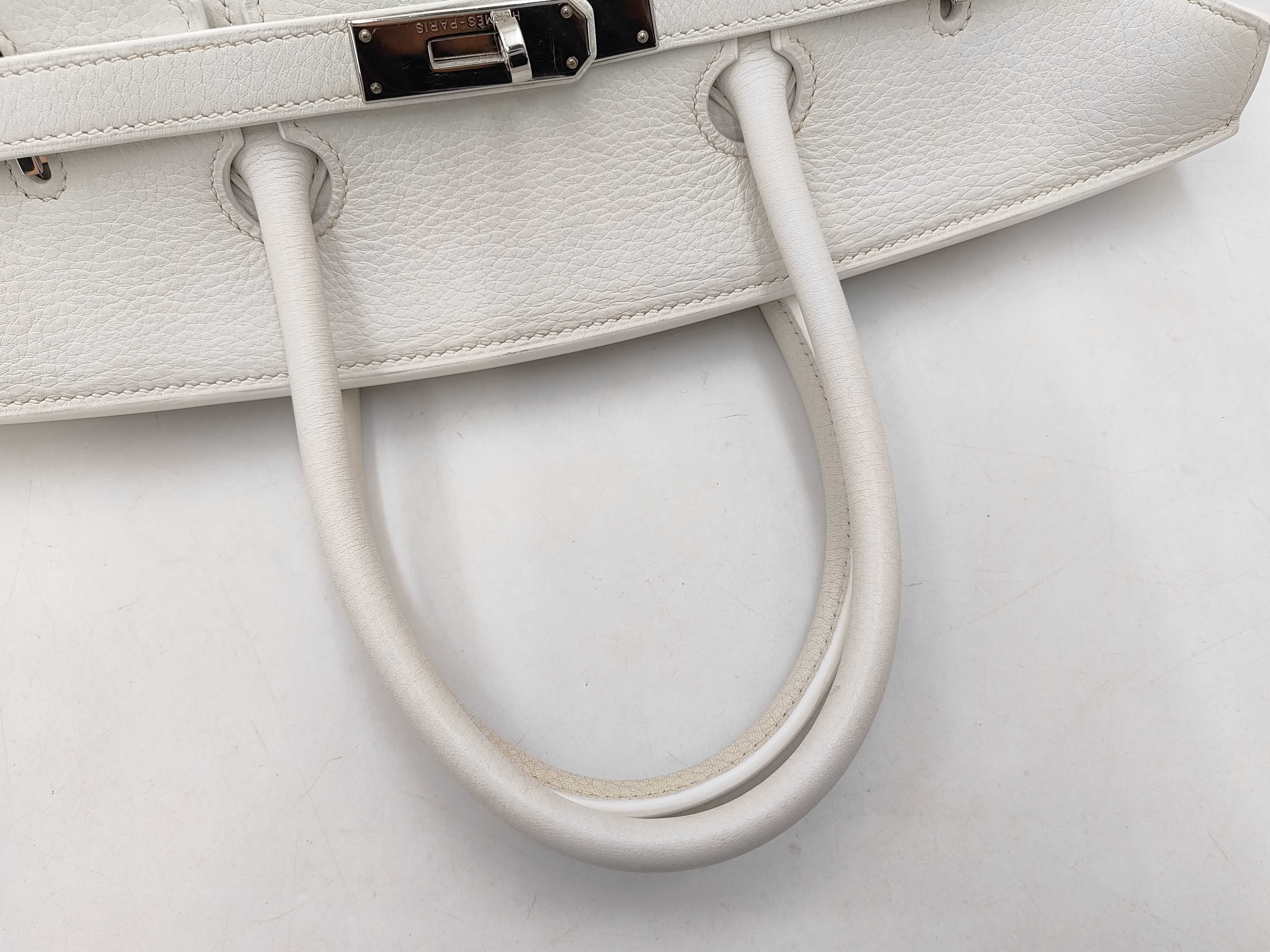 Birkin 35 White/Silver Hardware G Stamp Handbag — view 3