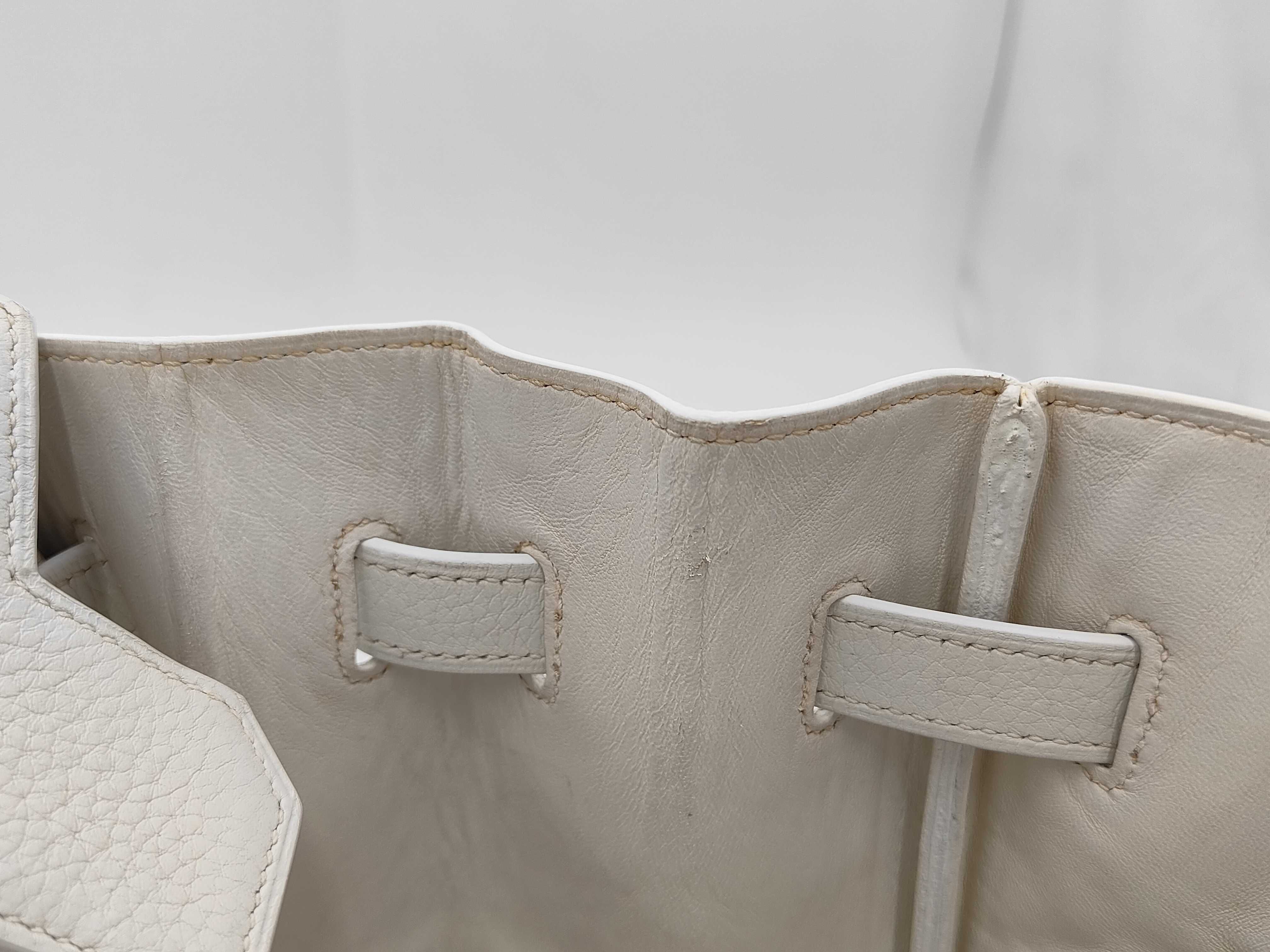 Birkin 35 White/Silver Hardware G Stamp Handbag — view 6