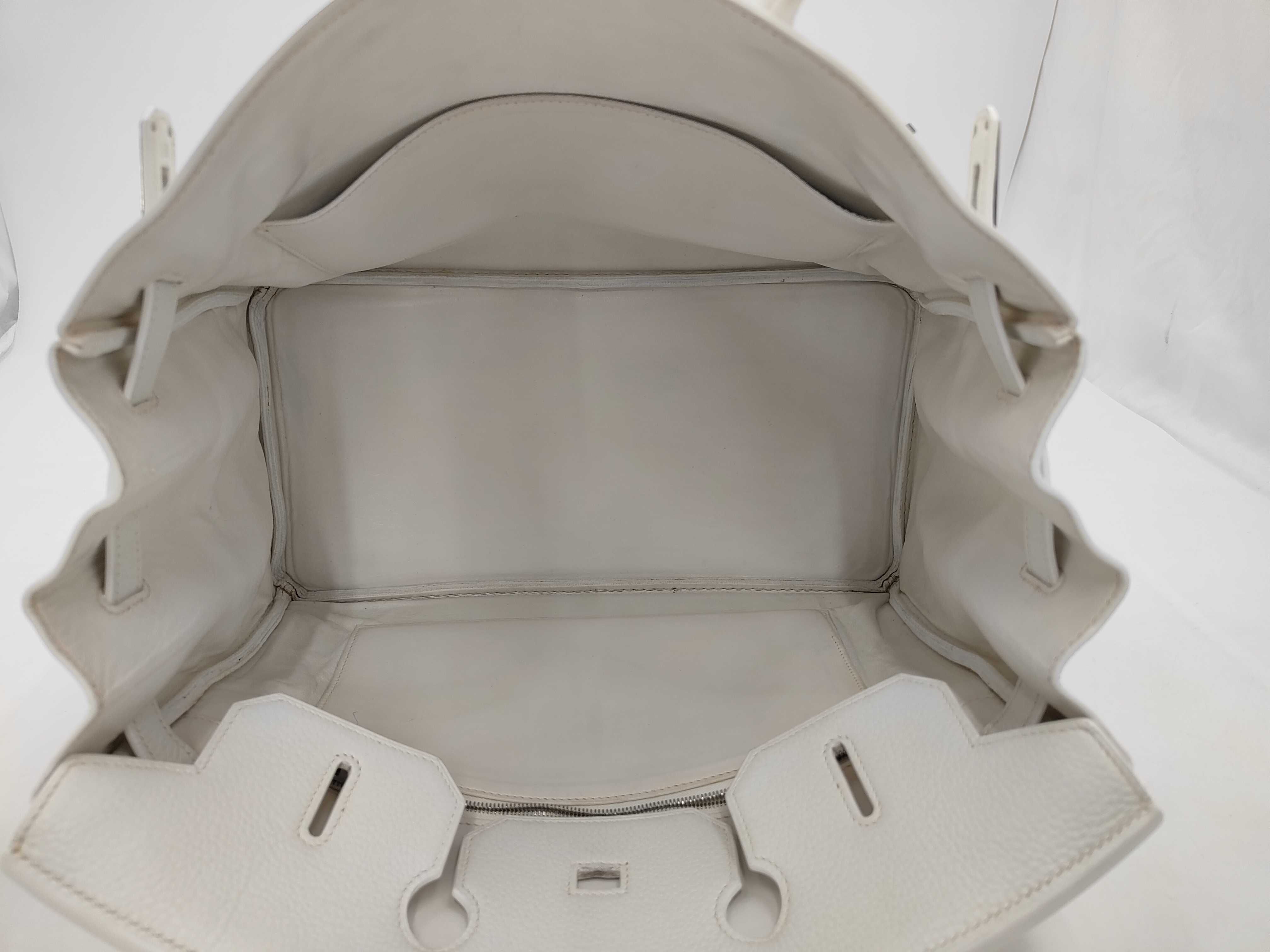Birkin 35 White/Silver Hardware G Stamp Handbag — view 7