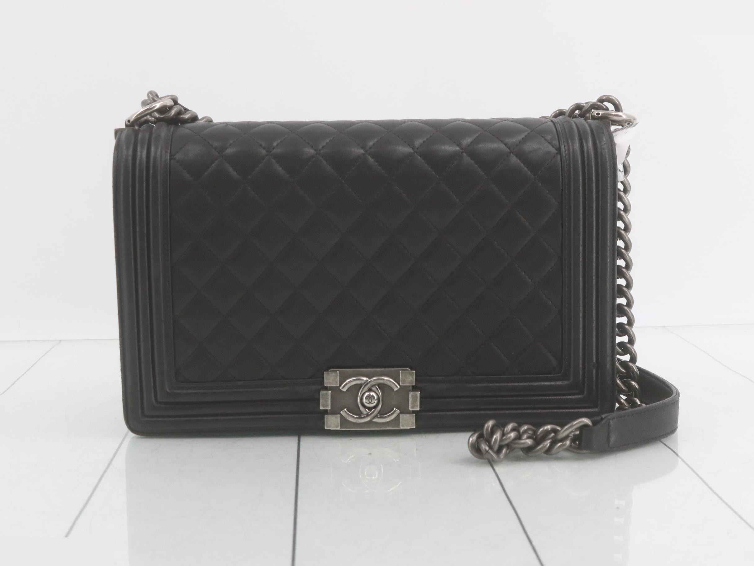 Boy Chanel Lambskin Chain Shoulder Bag, Black